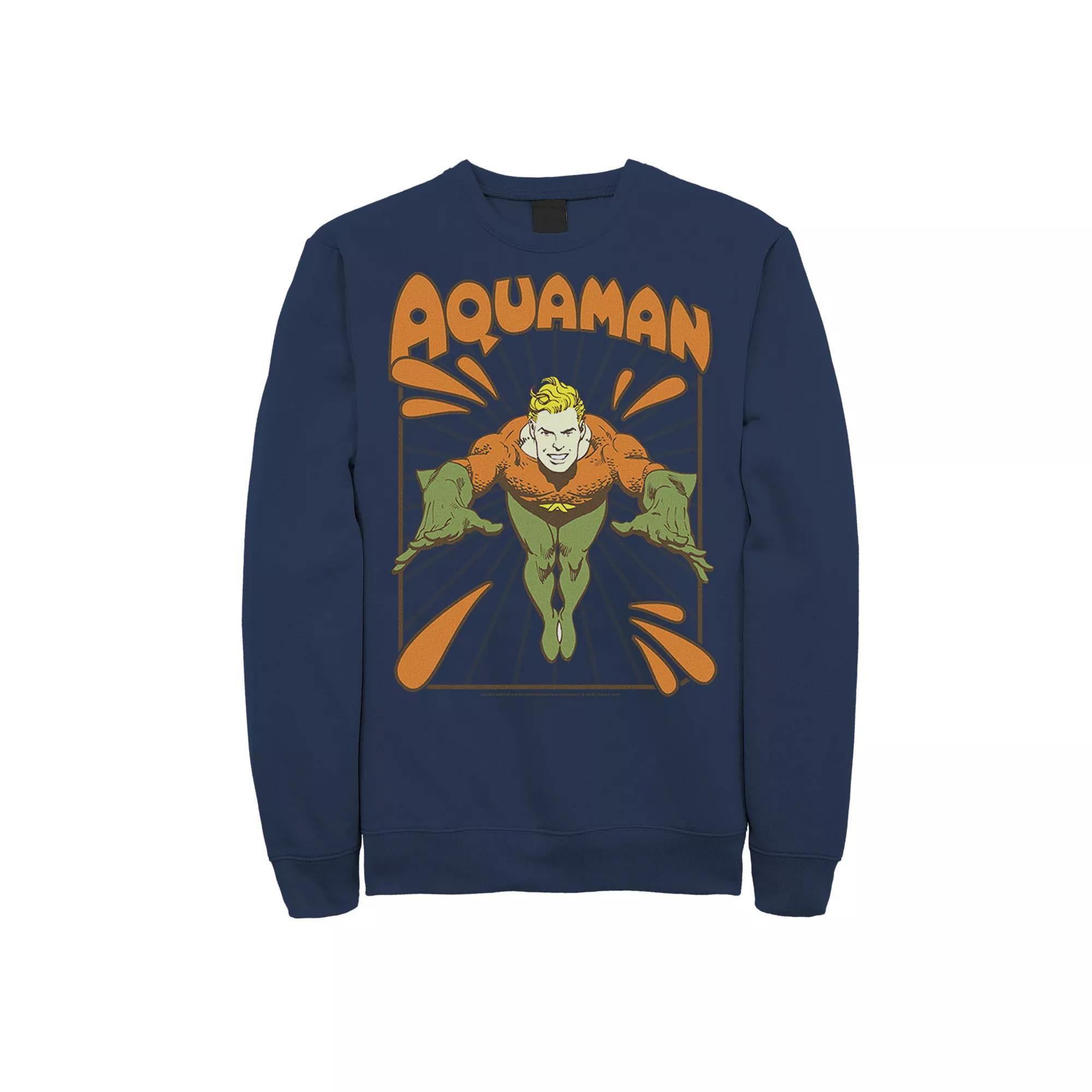 Men's DC Comics Aquaman Simple Text Logo Portrait Fleece Sweatshirt,  Product Image