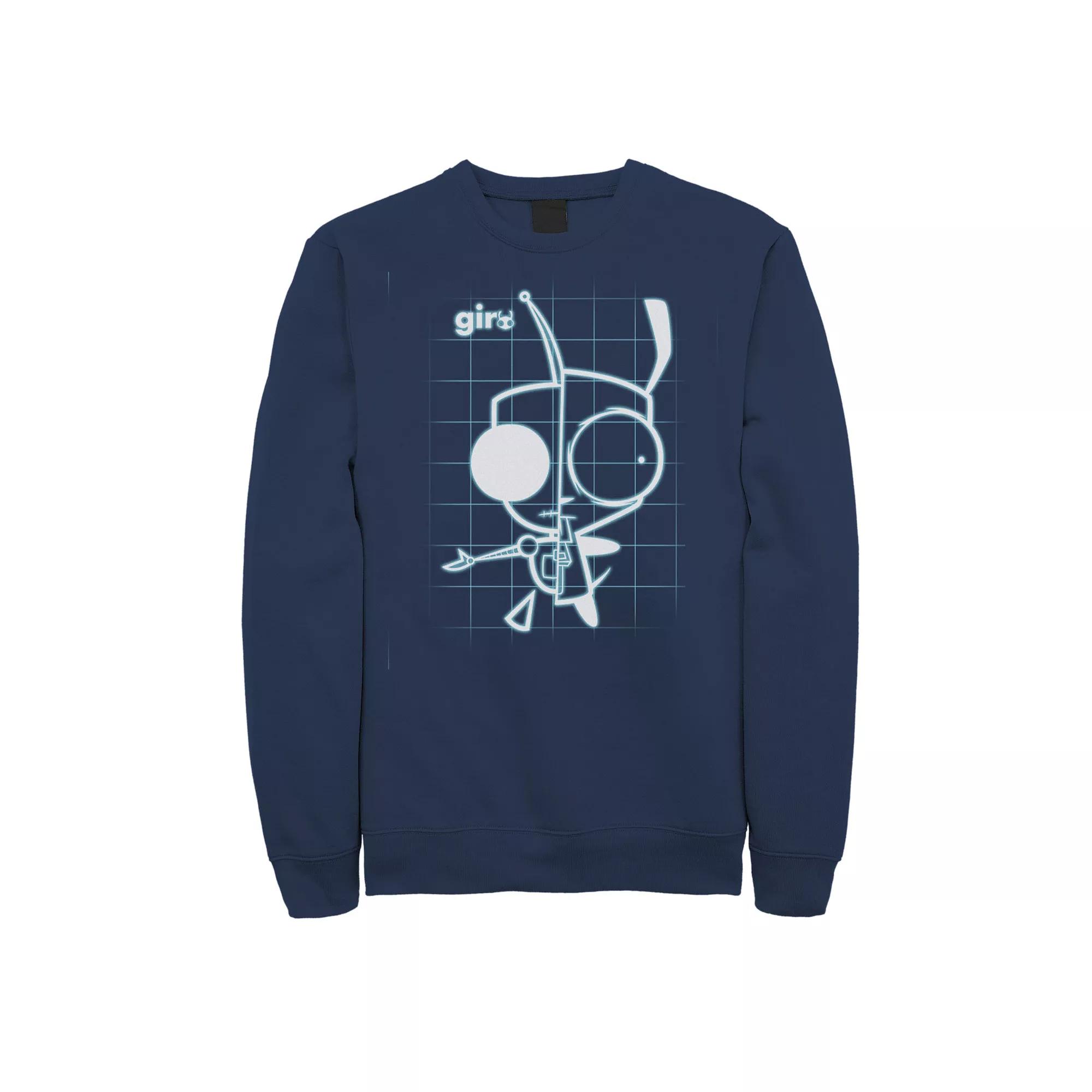 Men's Nickelodeon Invader Zim X-Ray Schematic GIR Graphic Fleece Pullover,  Product Image