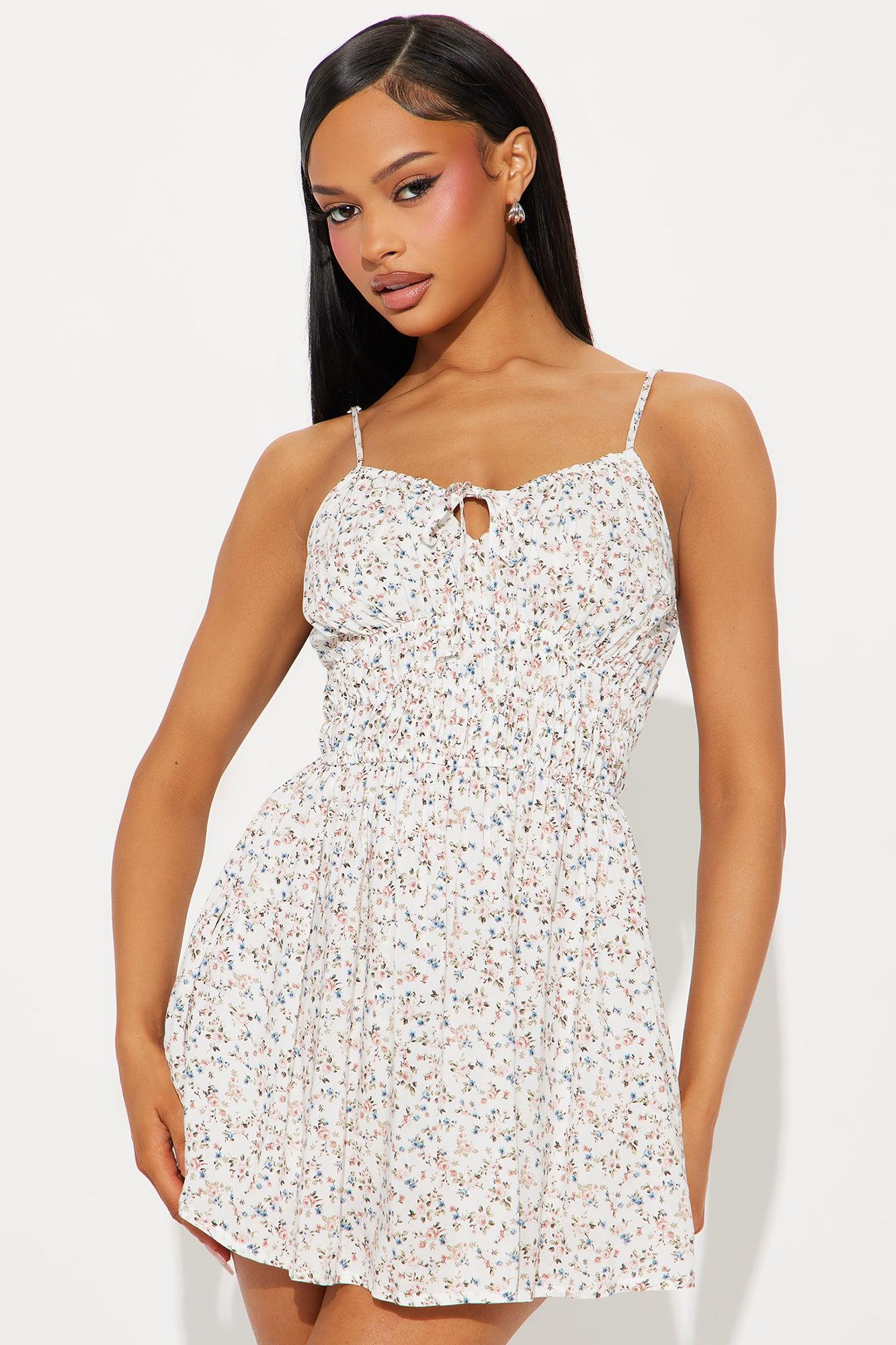 Raegan Floral Micro Mini Dress - Ivory/combo Product Image