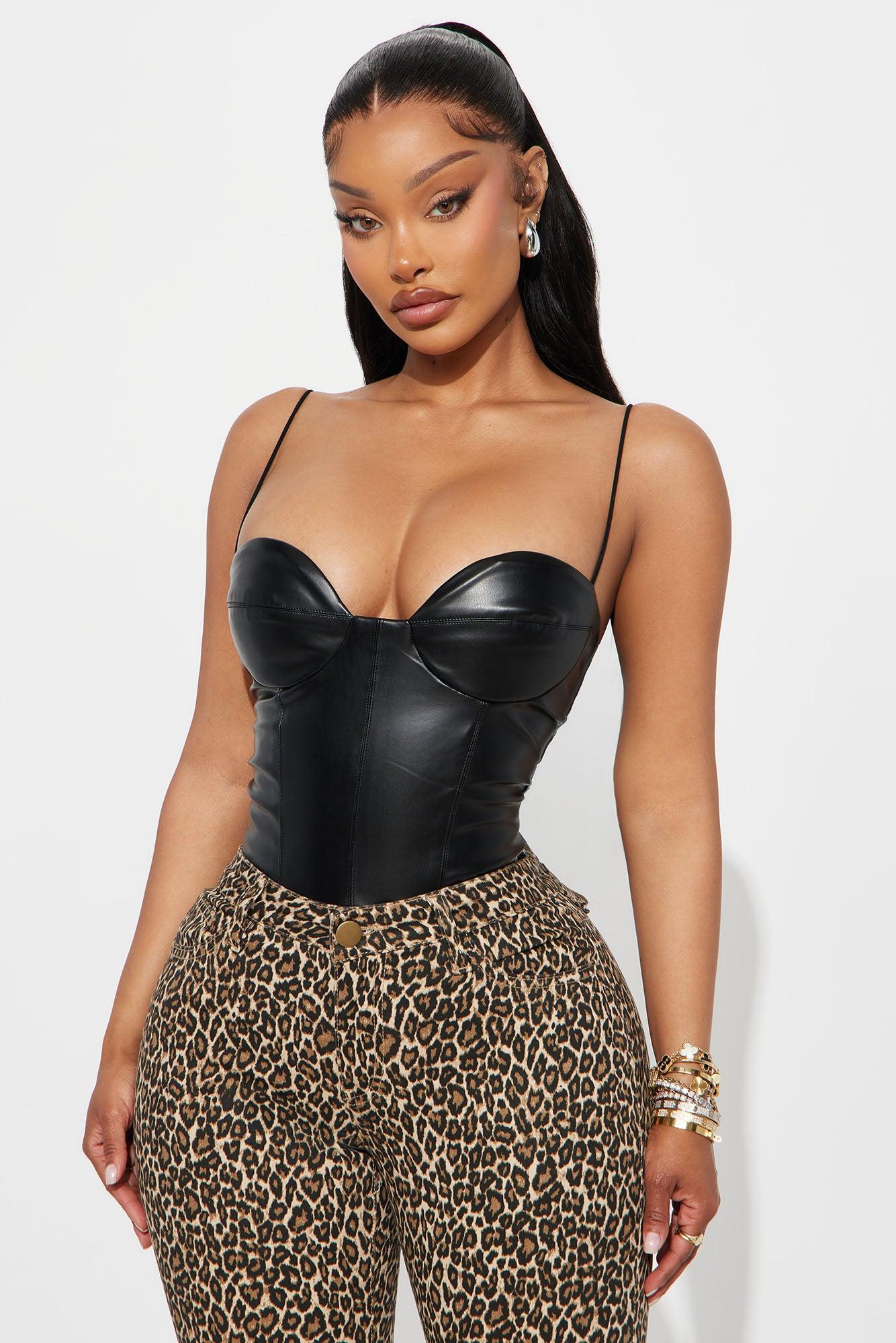 Lovers Rock Faux Leather Bodysuit - Black Female Product Image