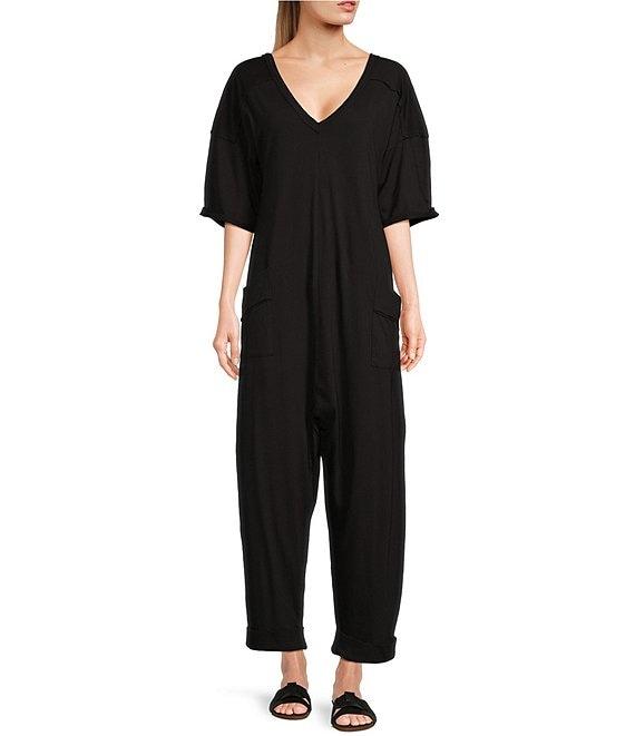 C&V Chelsea & Violet Cotton V-Neck Jumpsuit Product Image