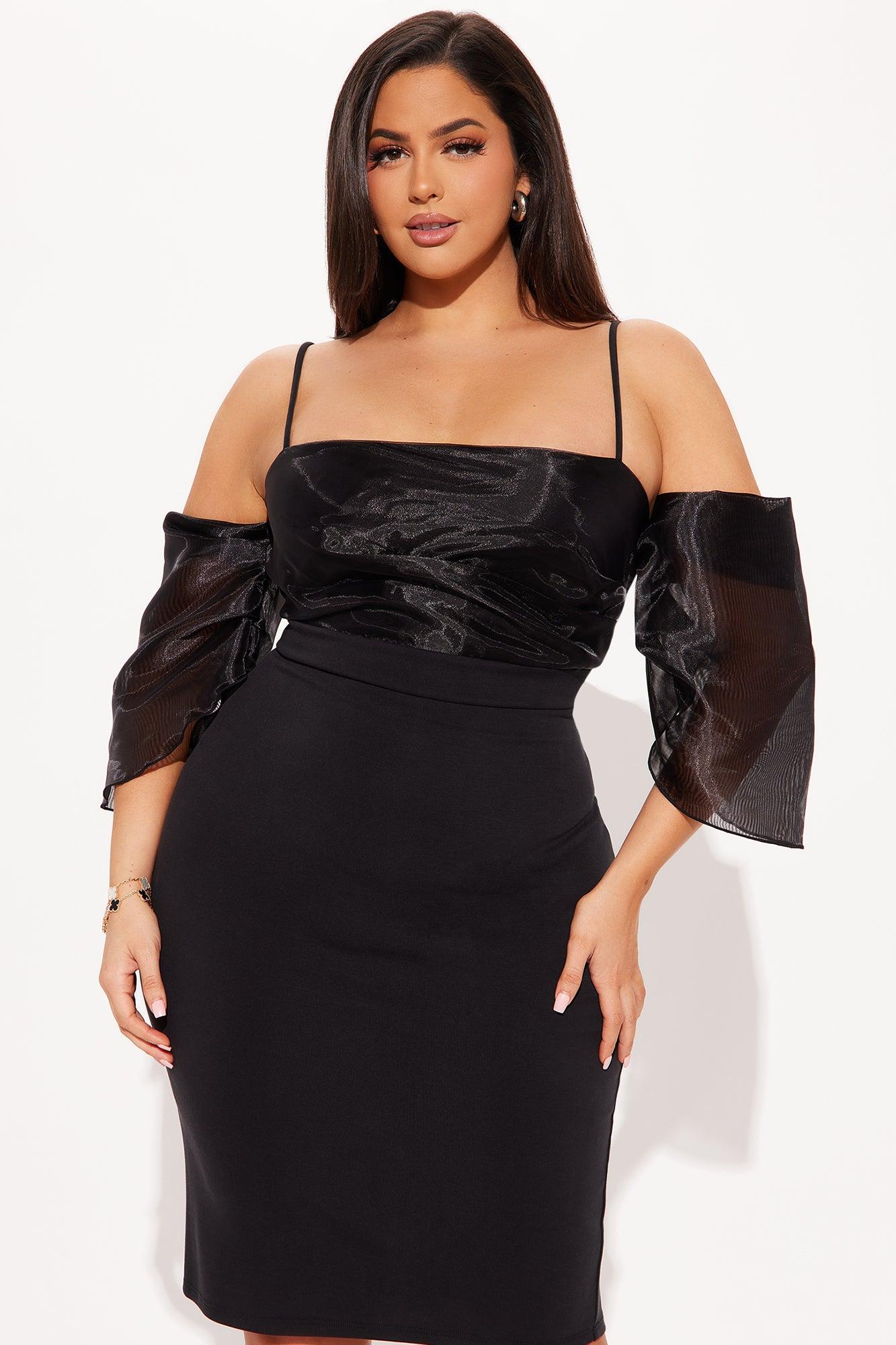 Special Occasion Organza Midi Dress - Black Product Image