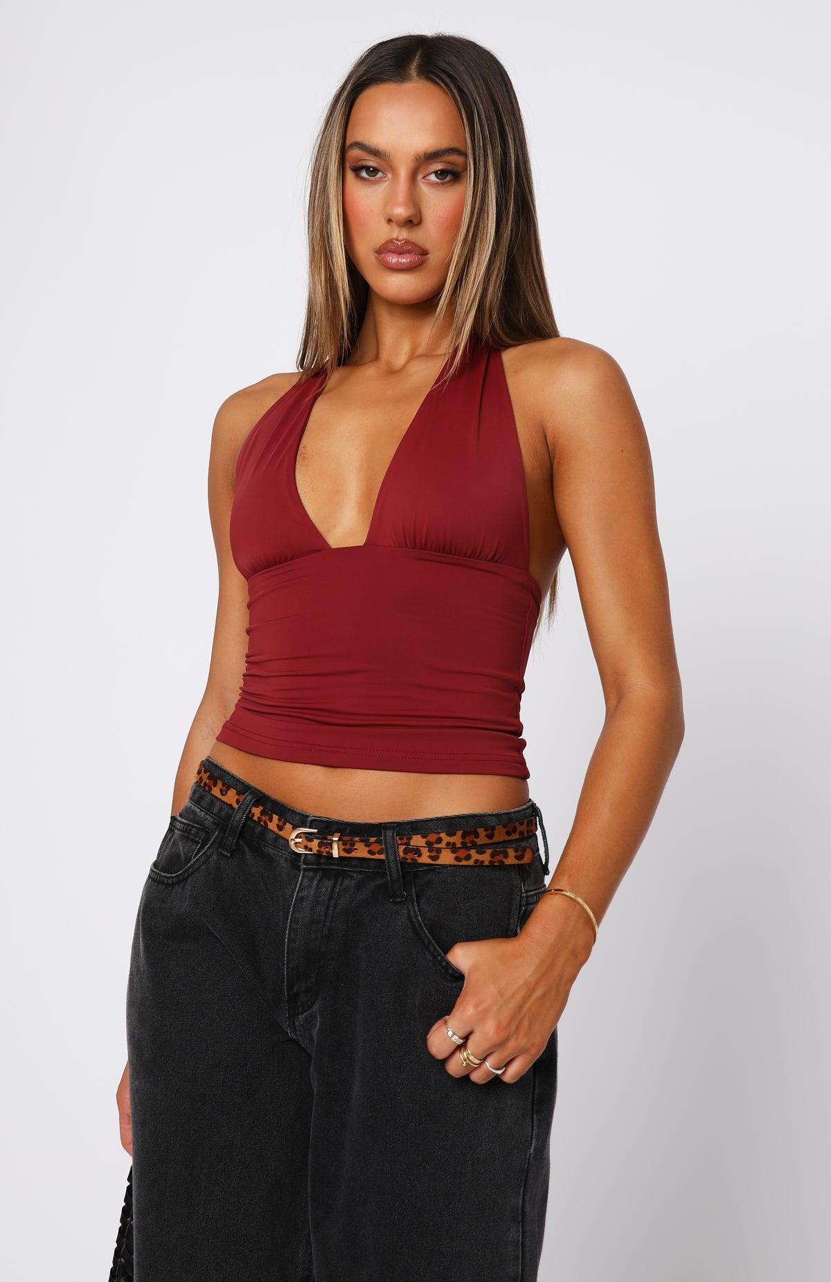 When I'm With You Halter Top Wine Product Image