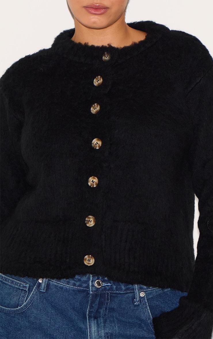 Plus Black Eyelash Knitted Cardigan Product Image