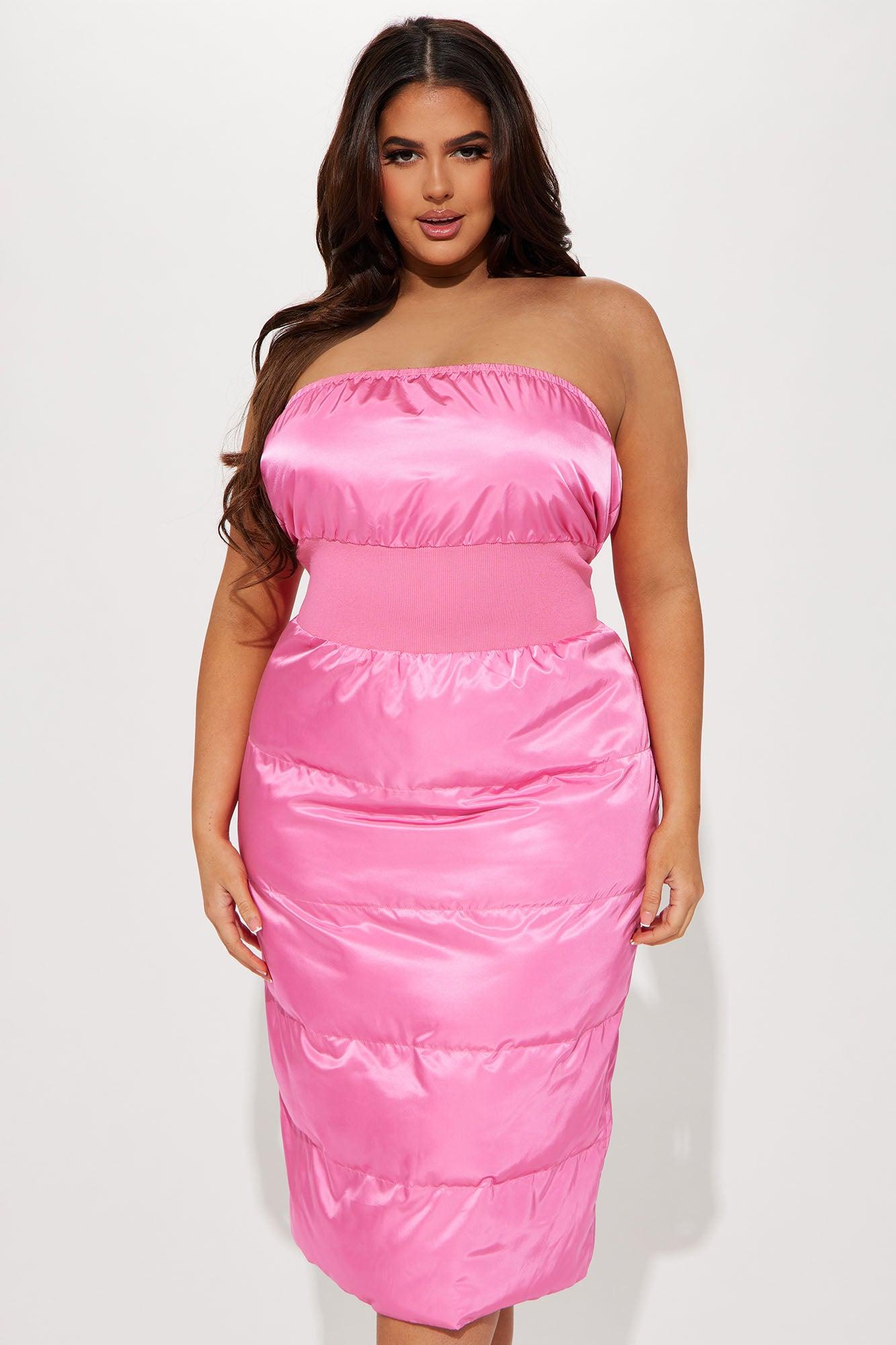 Payton Puffer Midi Dress - Fuchsia Product Image