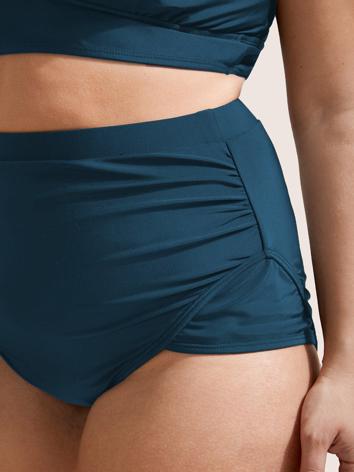 Plain Patchwork Ruched Swim Bottom Female Product Image