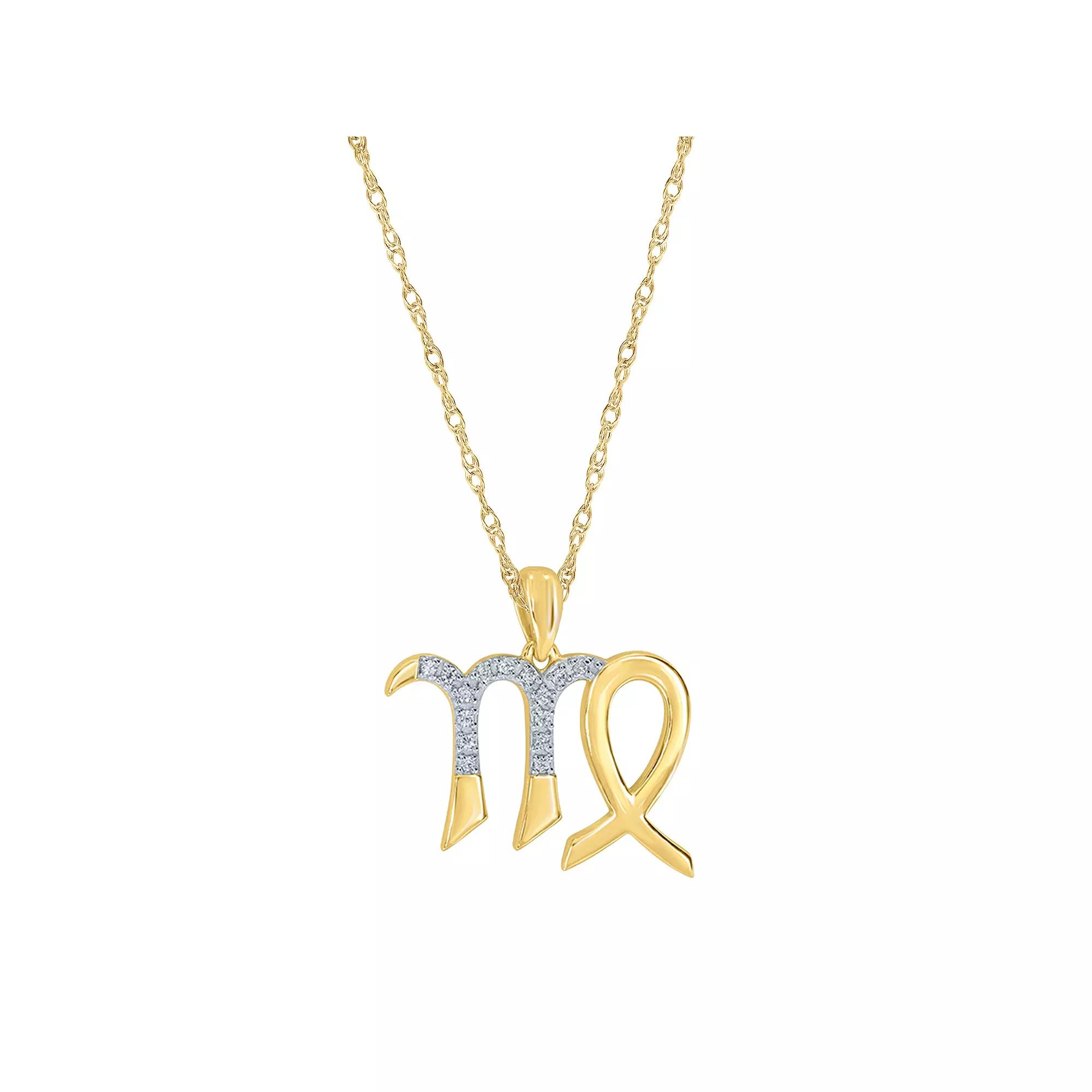 Sterling Silver 1/10 Carat T.W. Diamond Pave Virgo Zodiac Pendant Necklace, Women's, Two Tone Product Image