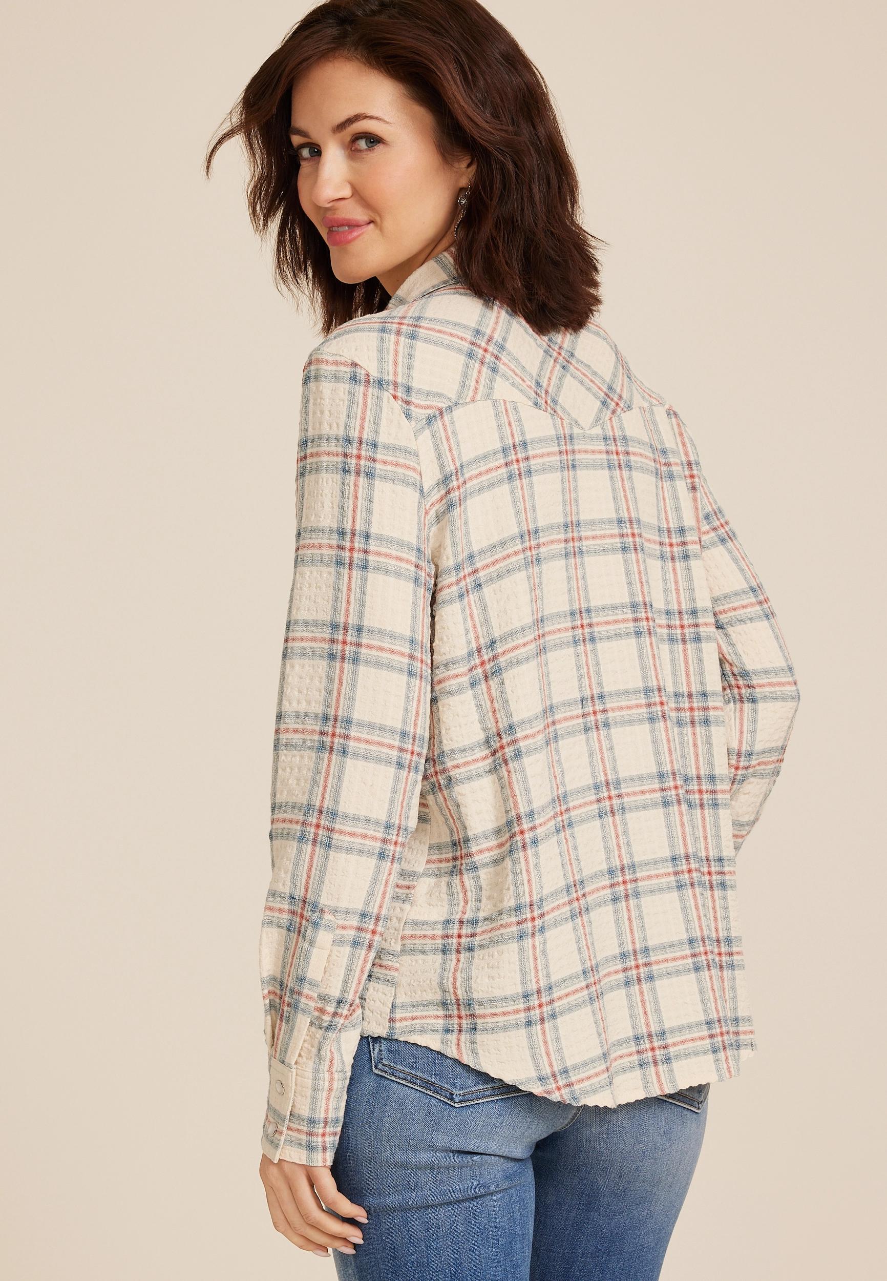 Pucker Plaid Button Down Shirt Product Image