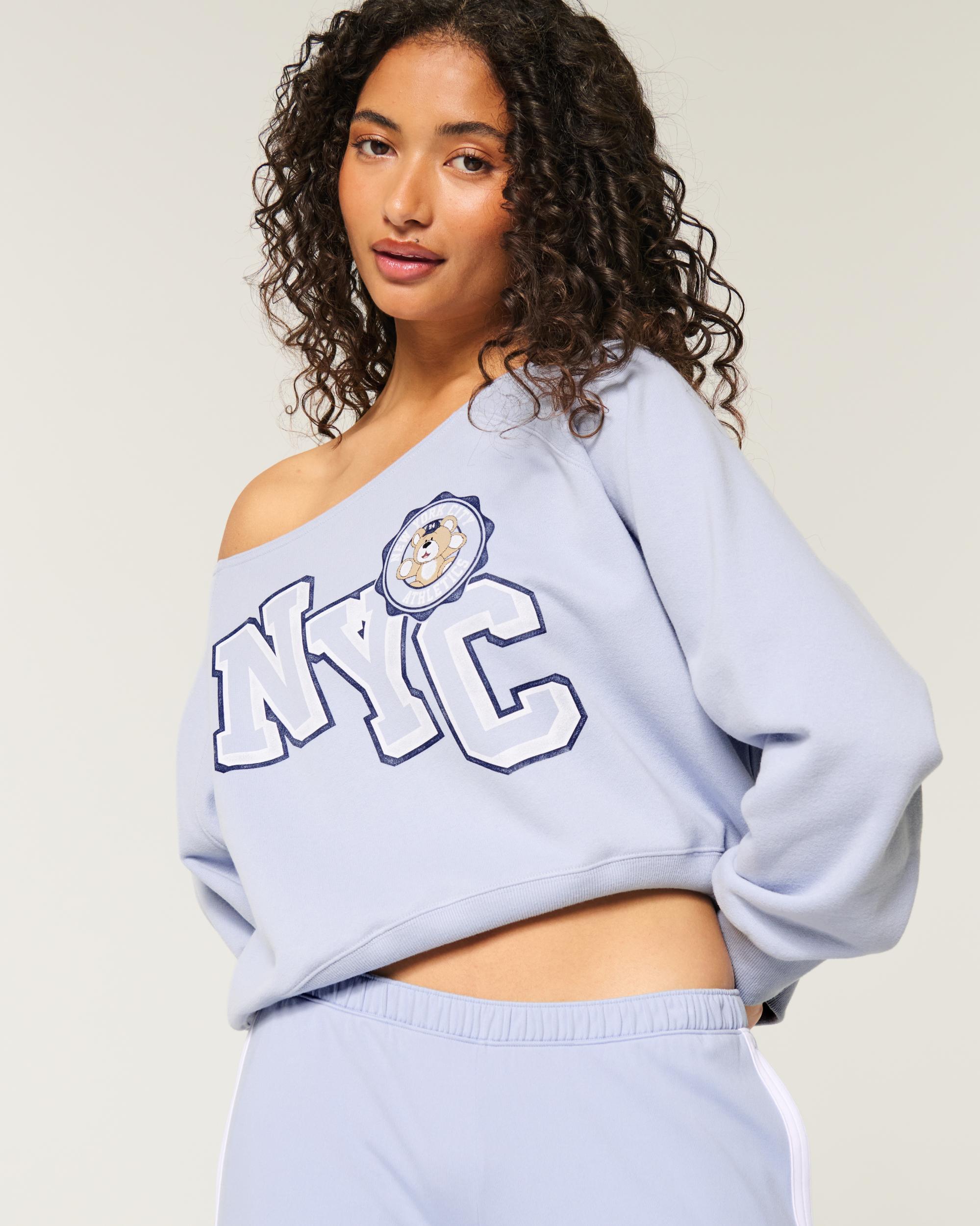 Easy Off-the-Shoulder Indiana University Graphic Sweatshirt Product Image