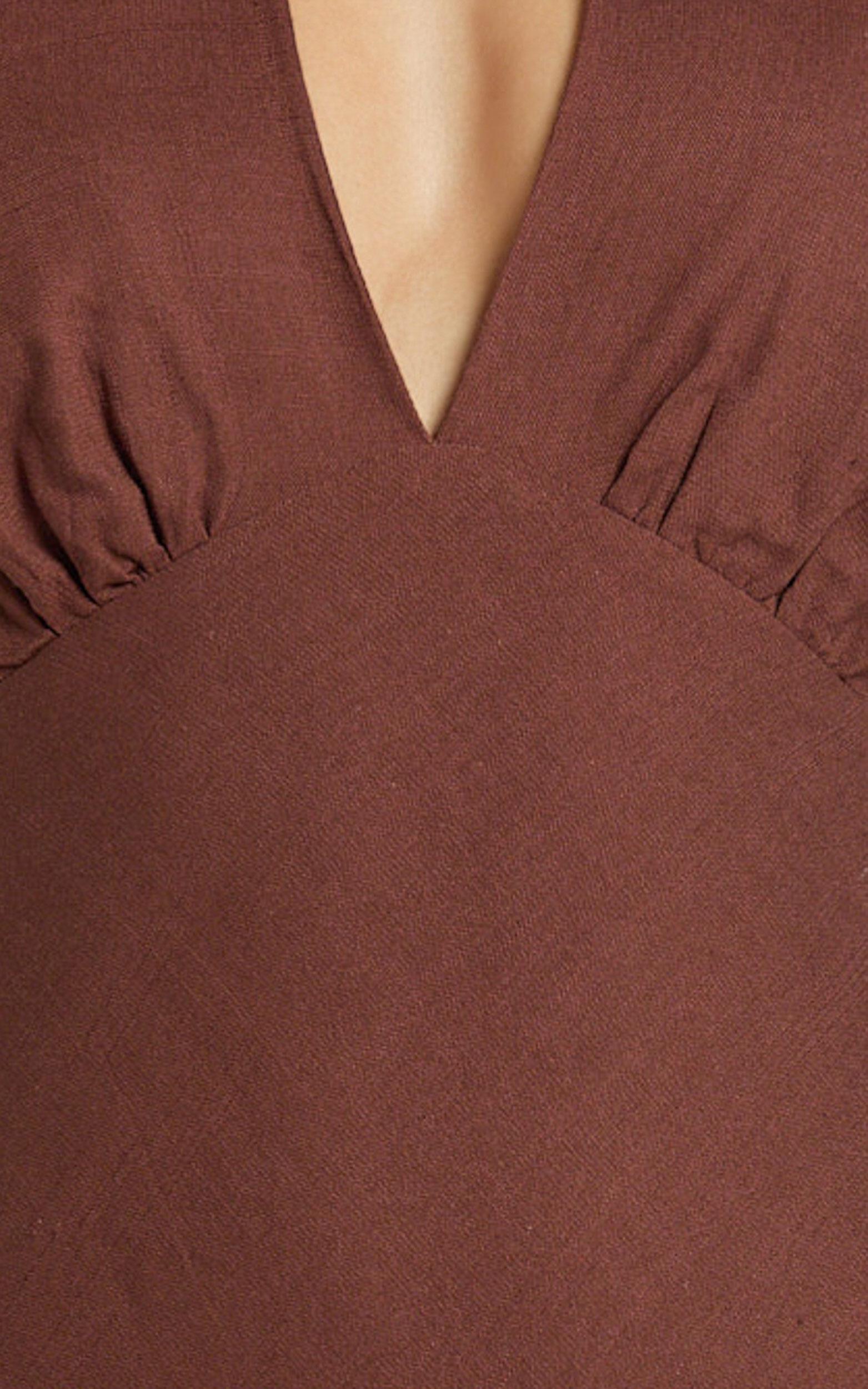 Adele Midi Dress - Halter Plunge Bias Cut Dress in Chocolate Product Image