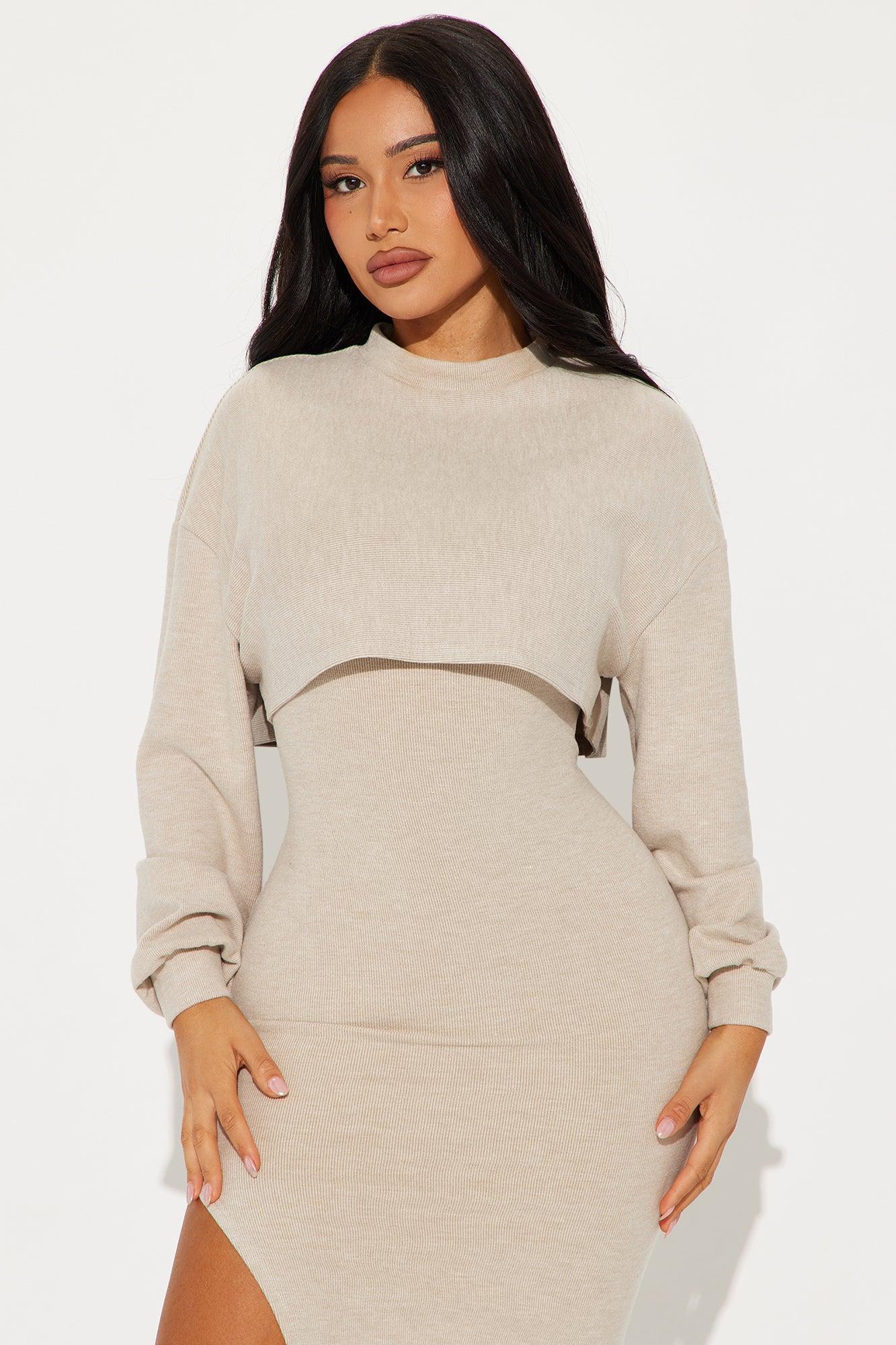 Cloud Nine Midi Dress Set - Taupe Product Image