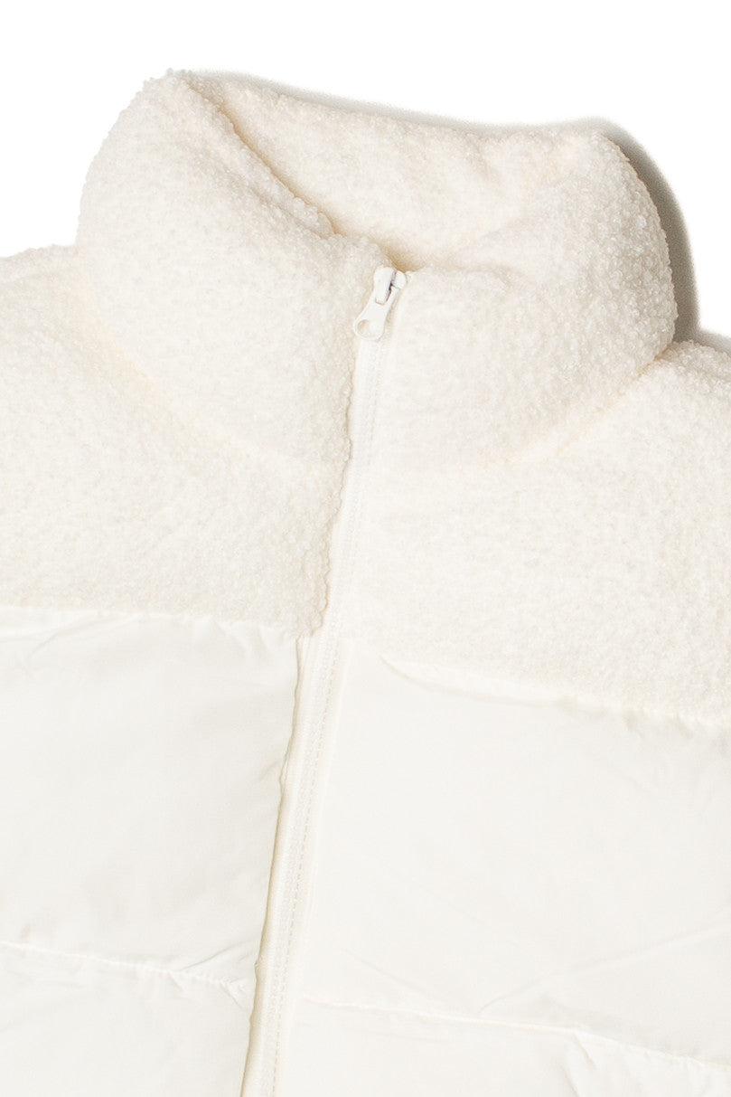 White Sherpa Yoke Puffer Vest Product Image