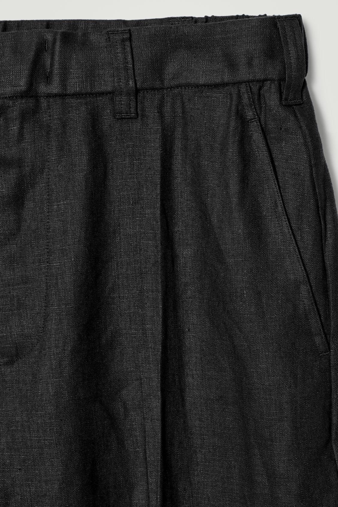 FLUID LINEN WIDE-LEG PANTS Product Image