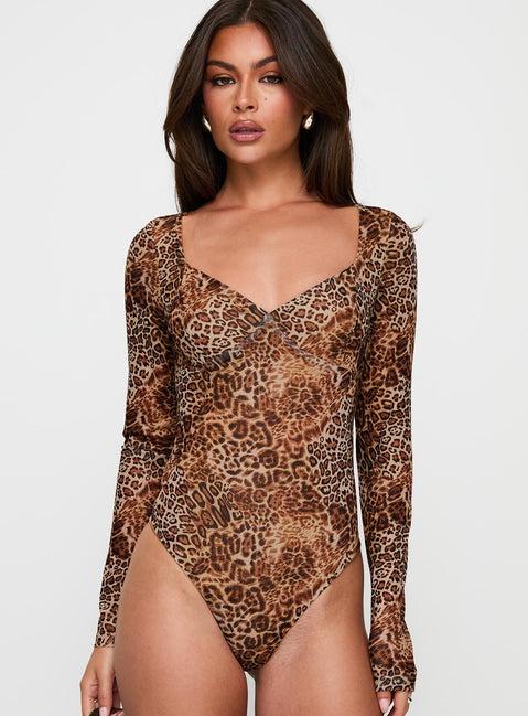Elixia Long Sleeve Bodysuit Leopard Product Image