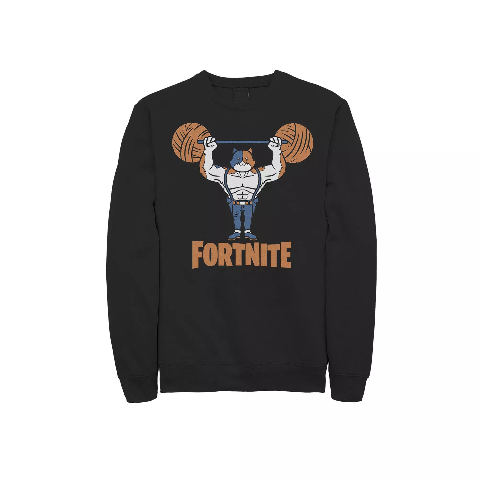 Men's Fortnite Meowscles Yarn Work Out Logo Sweatshirt,  Product Image