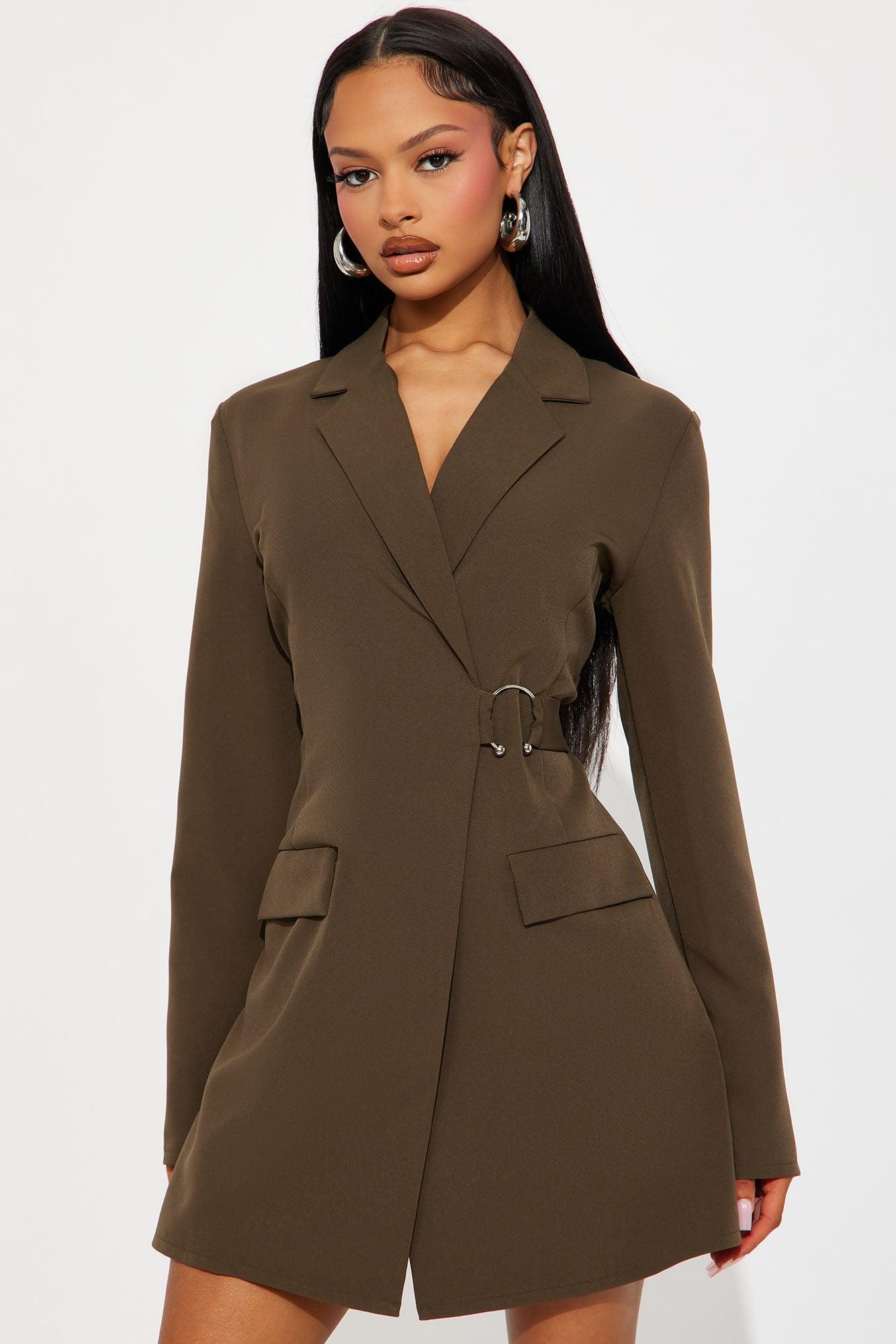 Pay Attention Blazer Mini Dress - Olive Product Image