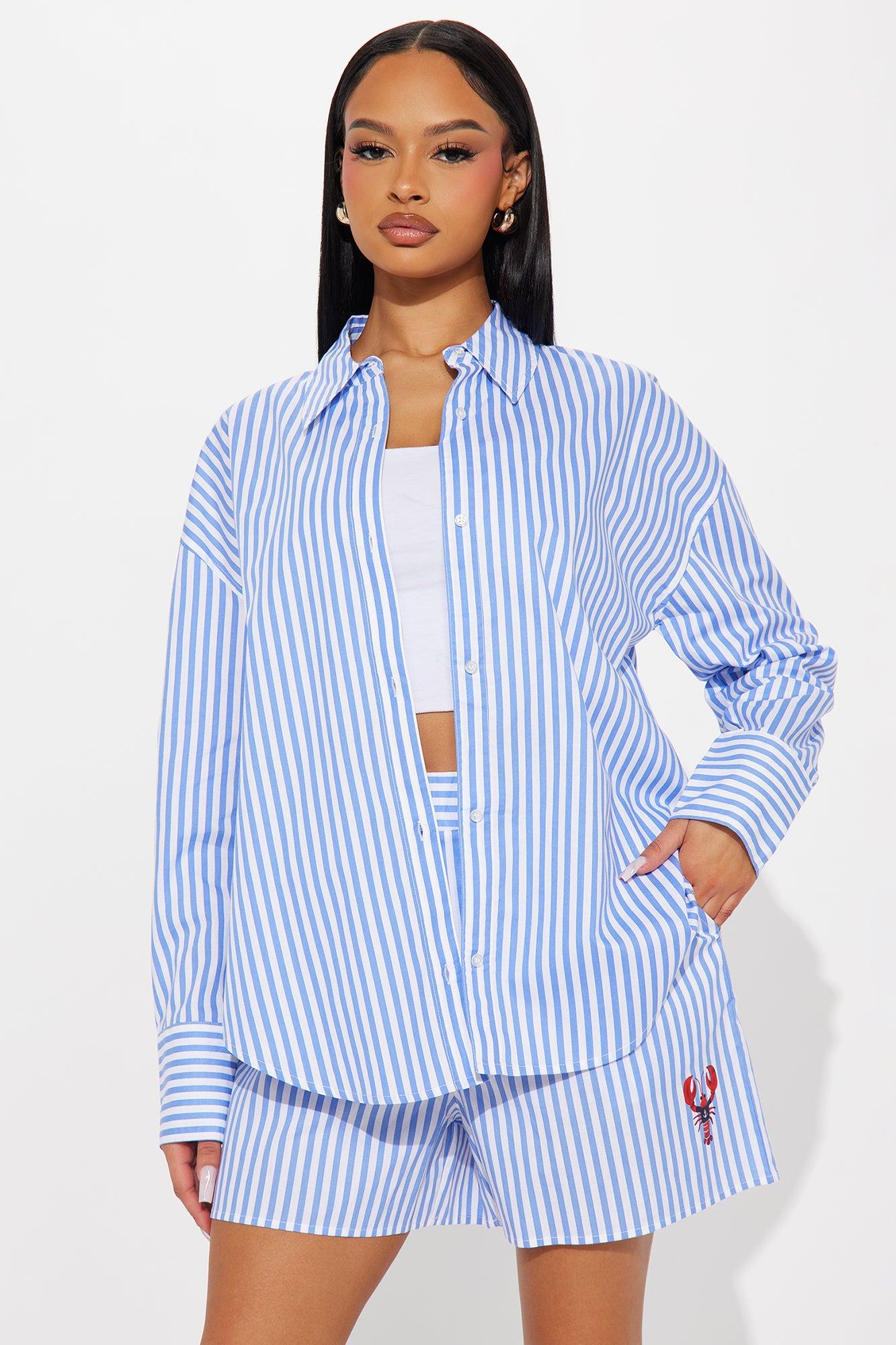 Salty Lobster Poplin Short Set - Blue/combo Product Image