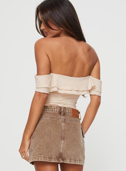 Flutter & Frills Top Beige Product Image