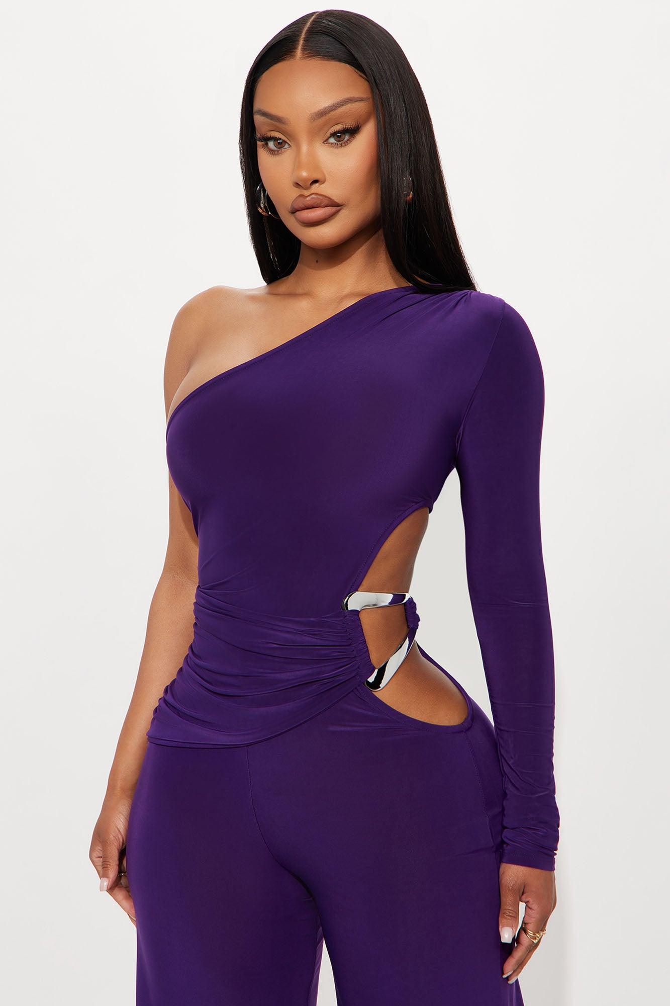 Call Me Yours Wide Leg Jumpsuit - Eggplant Female Product Image