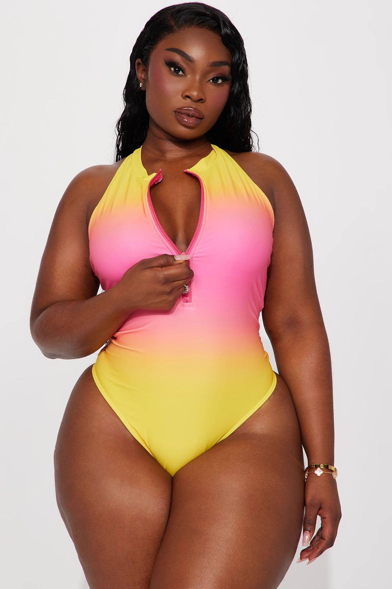 Evelyn Zip Up 1 Piece Swimsuit - Pink/combo Product Image