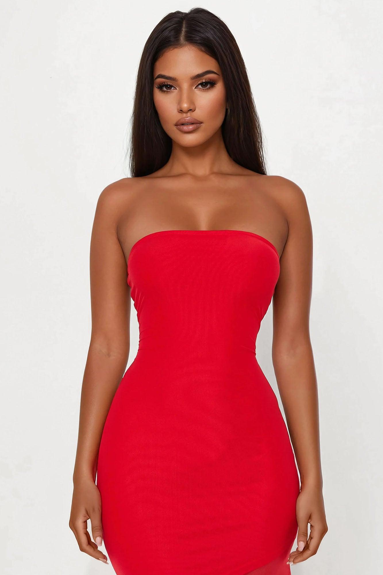 Go With The Flow Mesh Maxi Dress - Red Female Product Image