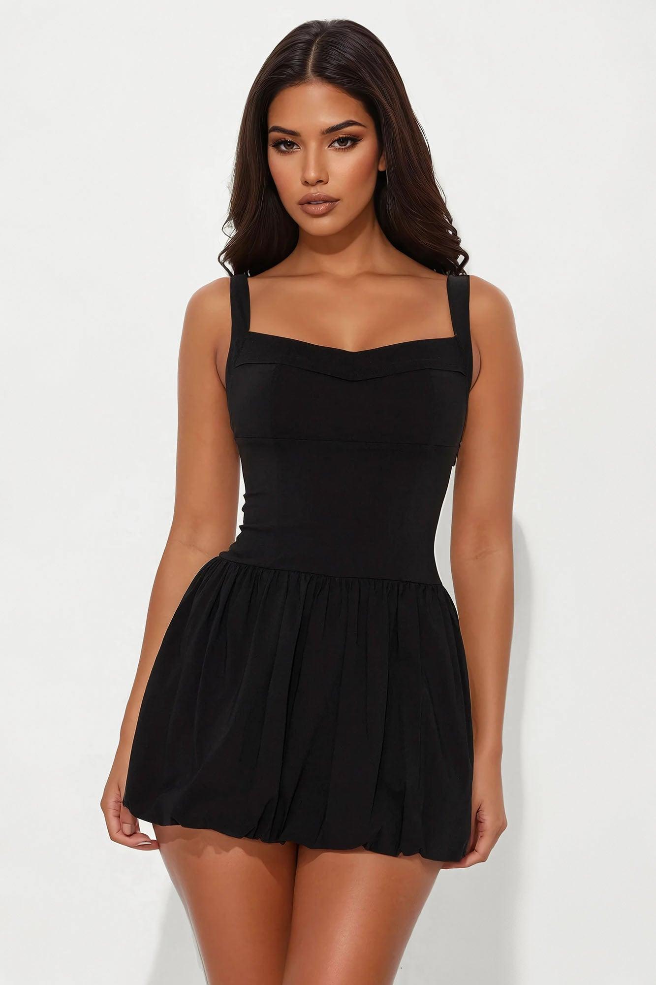 Bianca Bubble Mini Dress - Black Female Product Image