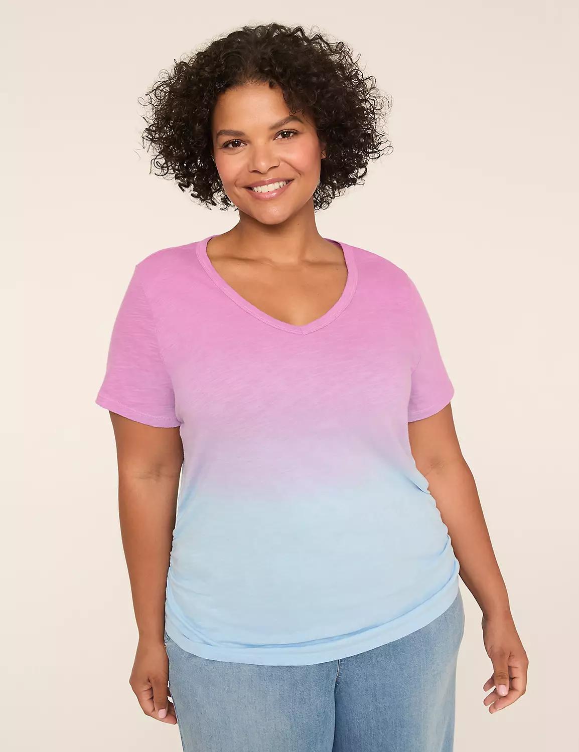 Short-Sleeve V-Neck Side-Ruched Tee Product Image