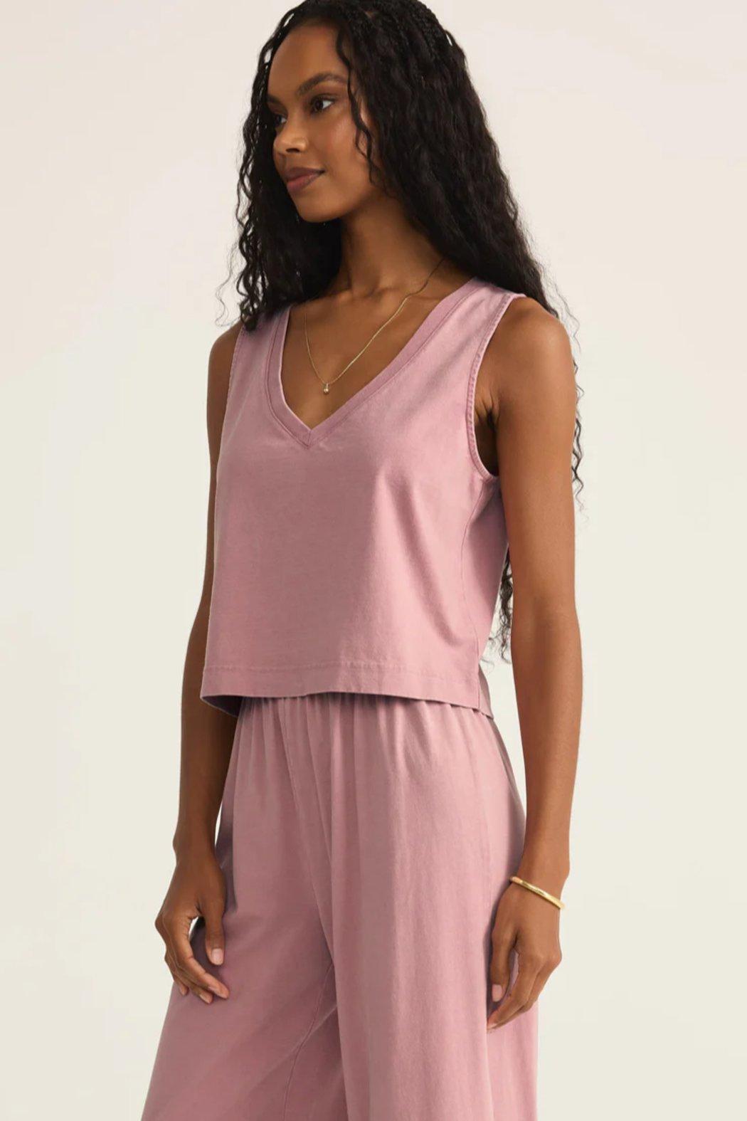 SLOANE V-NECK COTTON JERSEY TOP Product Image