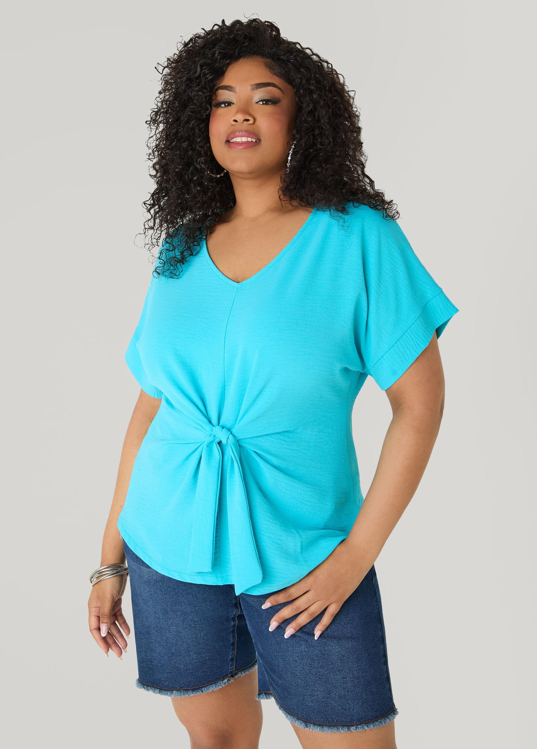 Tie Front V Neck Top Product Image