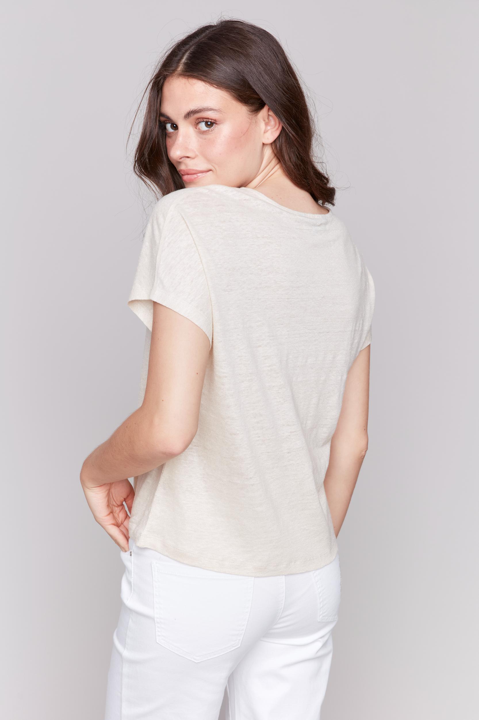 Split Neck Dolman Short Sleeve Top Product Image