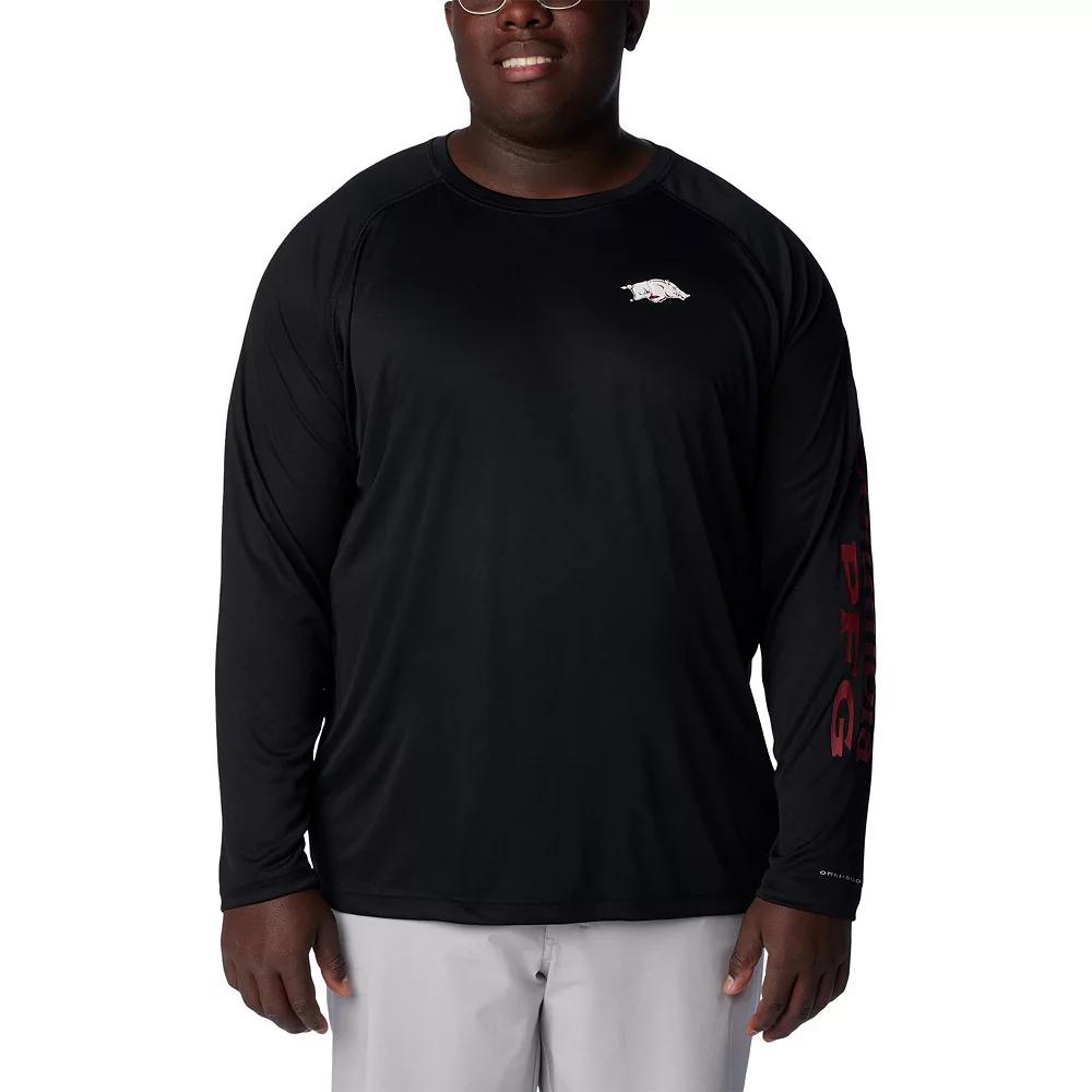 Men's Columbia Black Arkansas Razorbacks Big & Tall PFG Terminal Tackle Omni-Shade Raglan Long Sleeve T-Shirt,  Product Image
