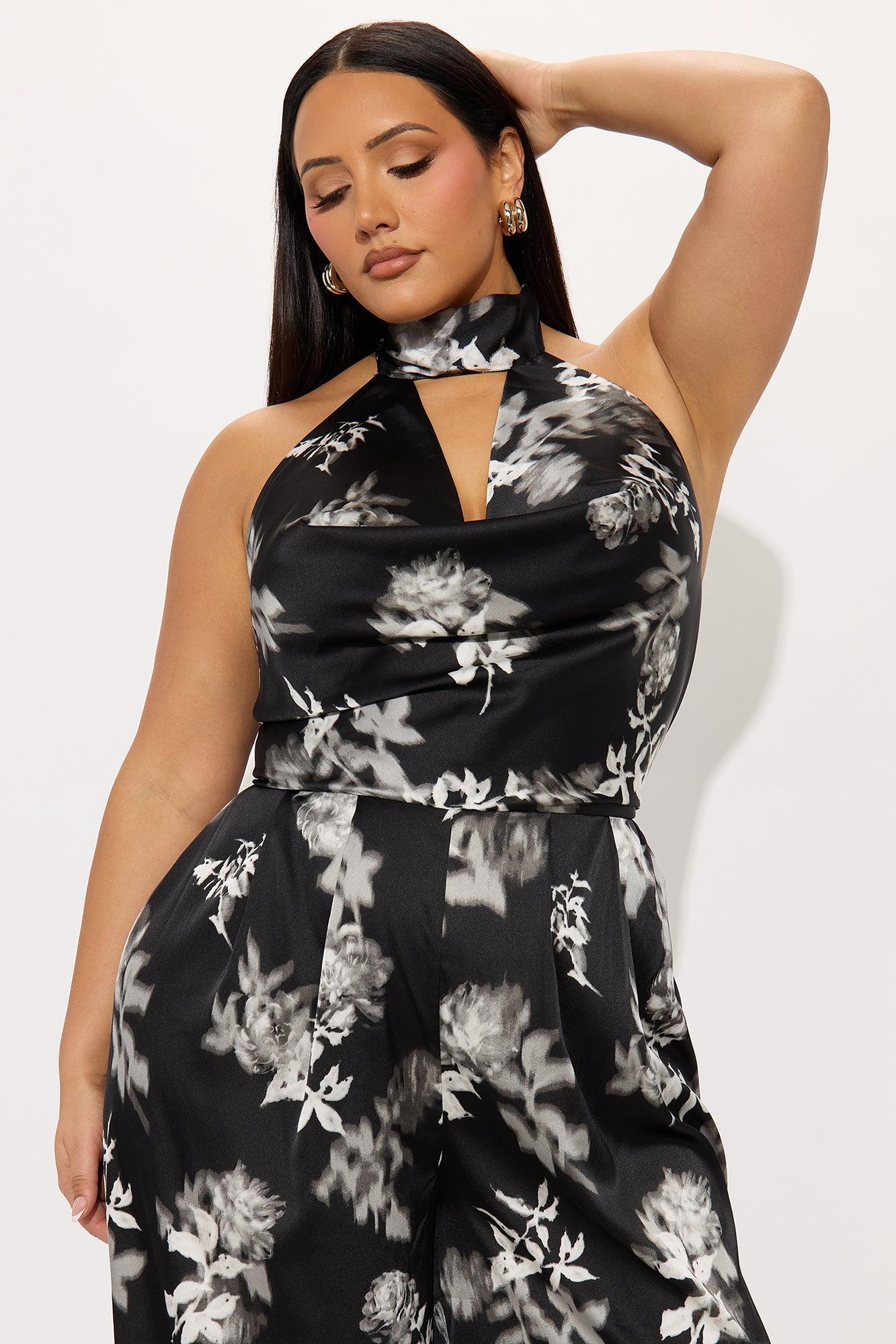 Something About You Satin Jumpsuit - Black/White Female Product Image