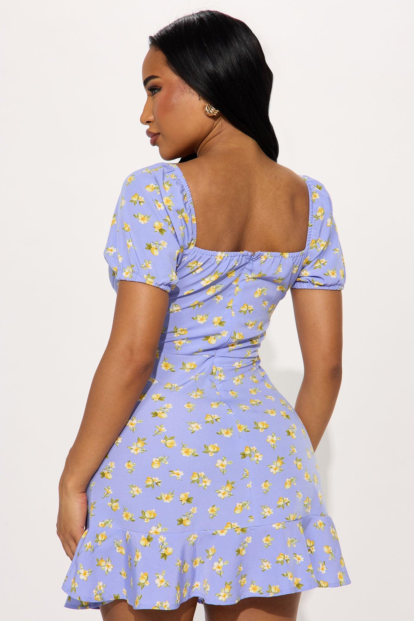 Monroe Floral Mini Dress - Blue/combo Product Image