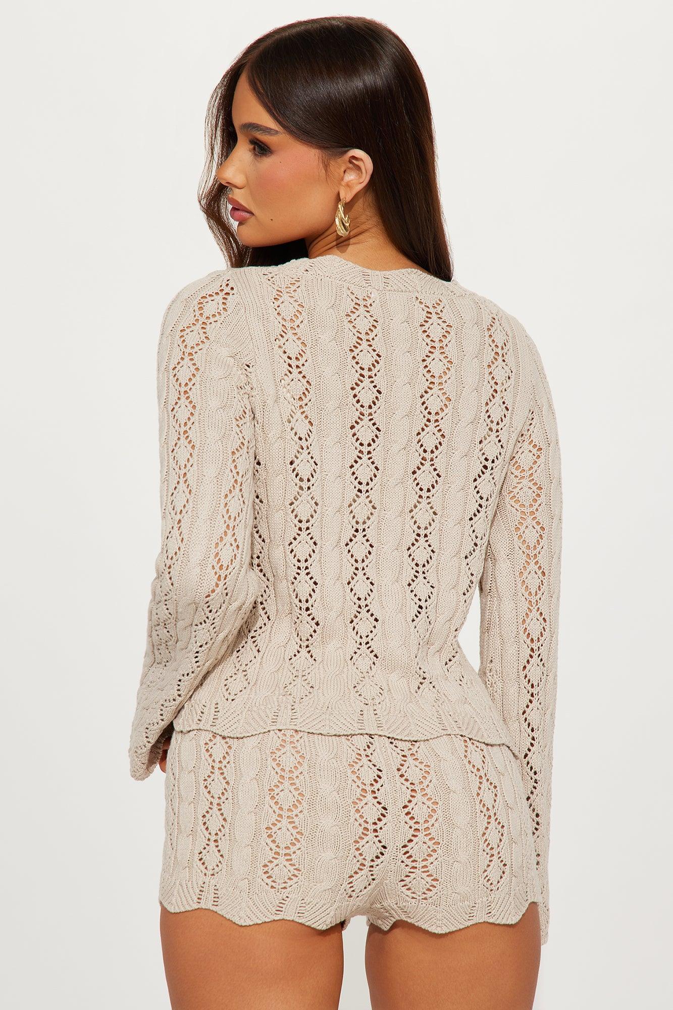 Ariella Crochet Short Set - Taupe Product Image