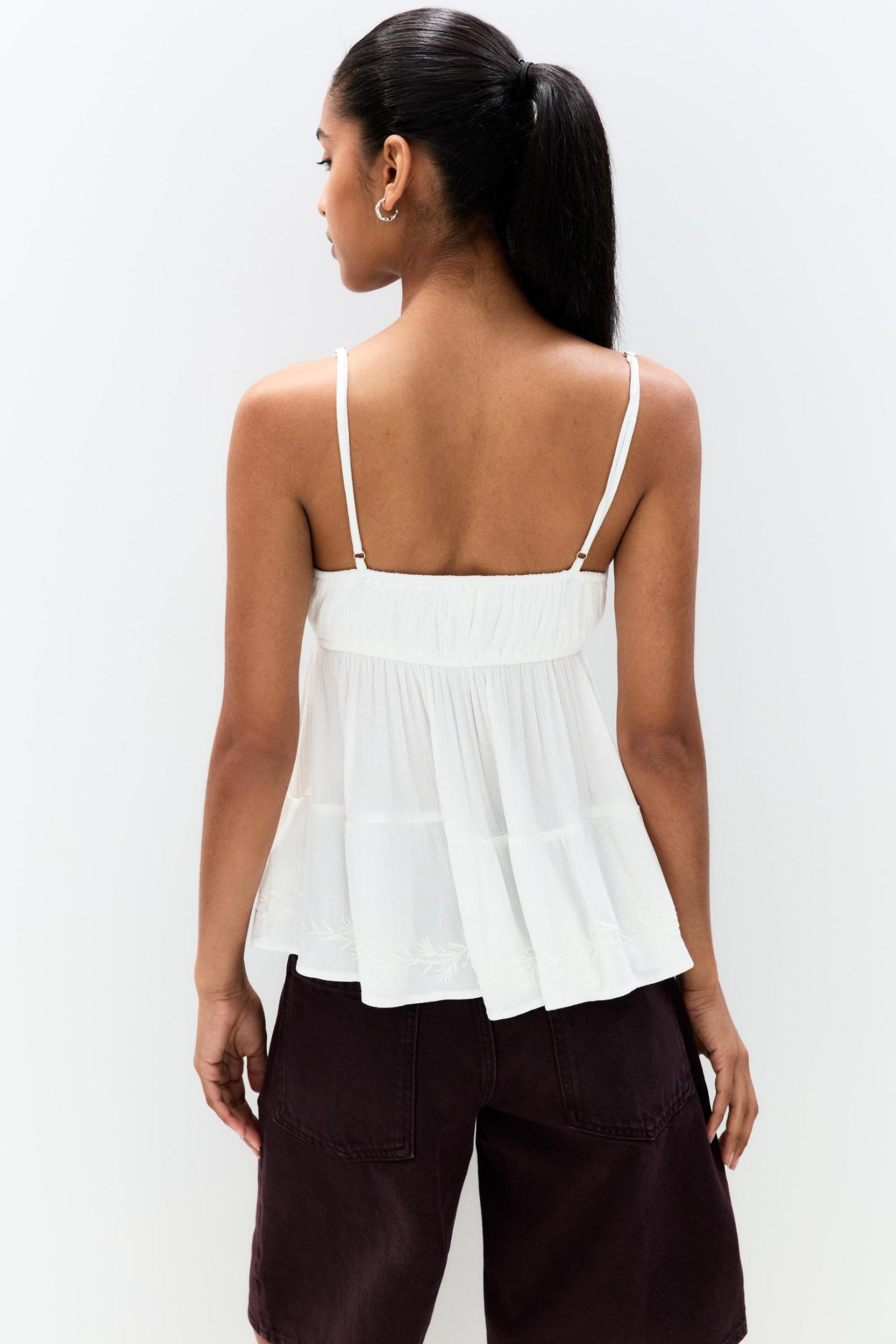 White top with embroidery Product Image