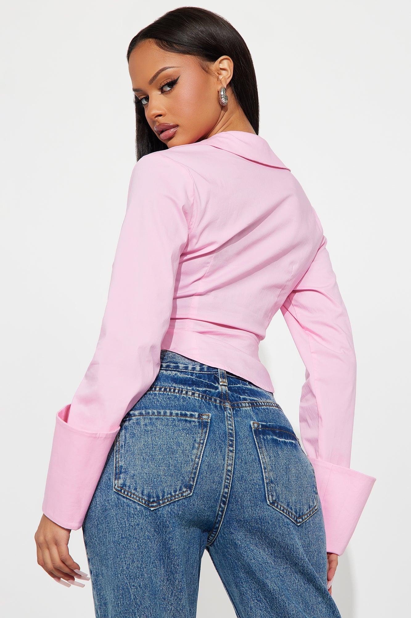 Wait On It Poplin Shirt - Pink Female Product Image