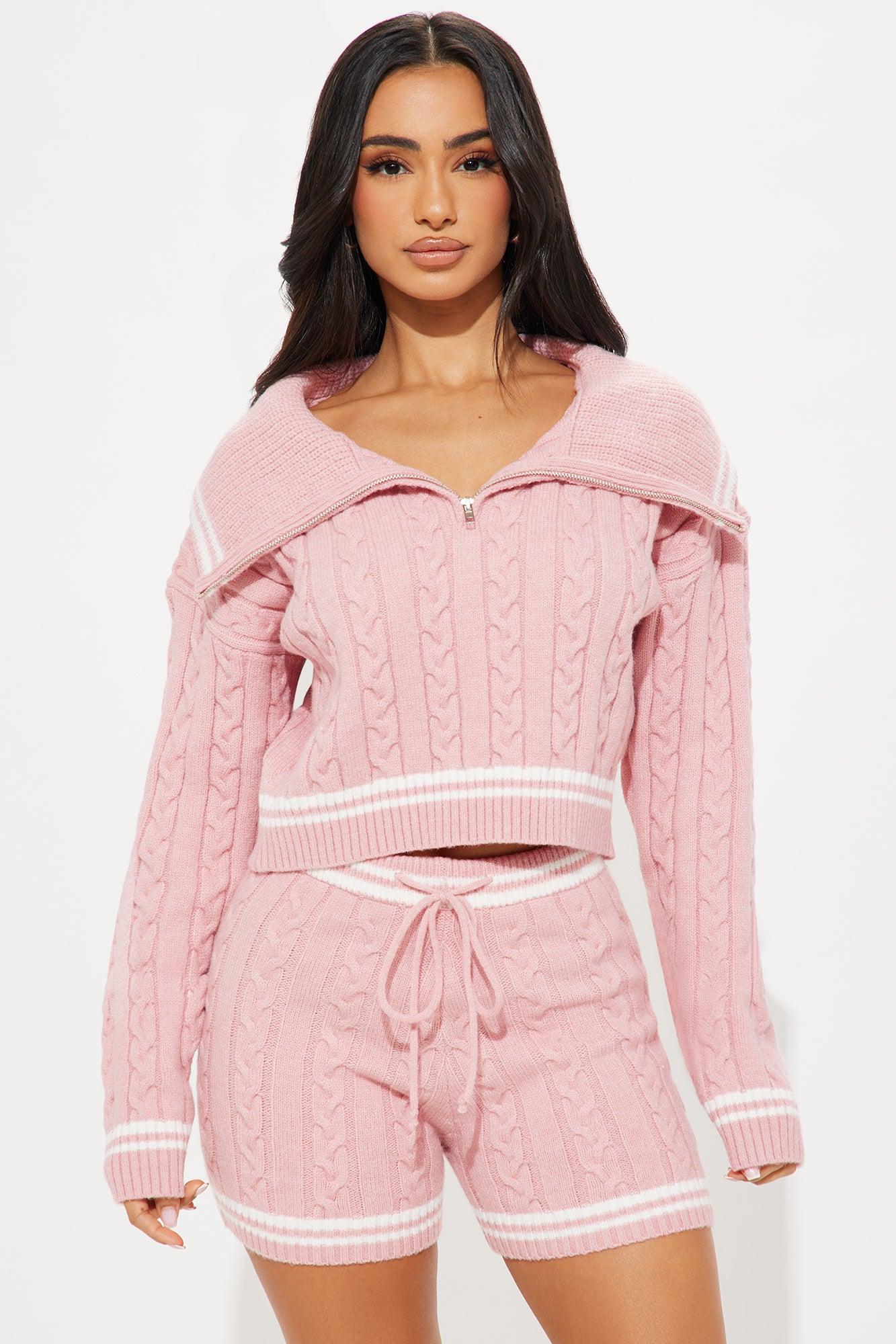 Serena Sweater Short Set - Pink Product Image
