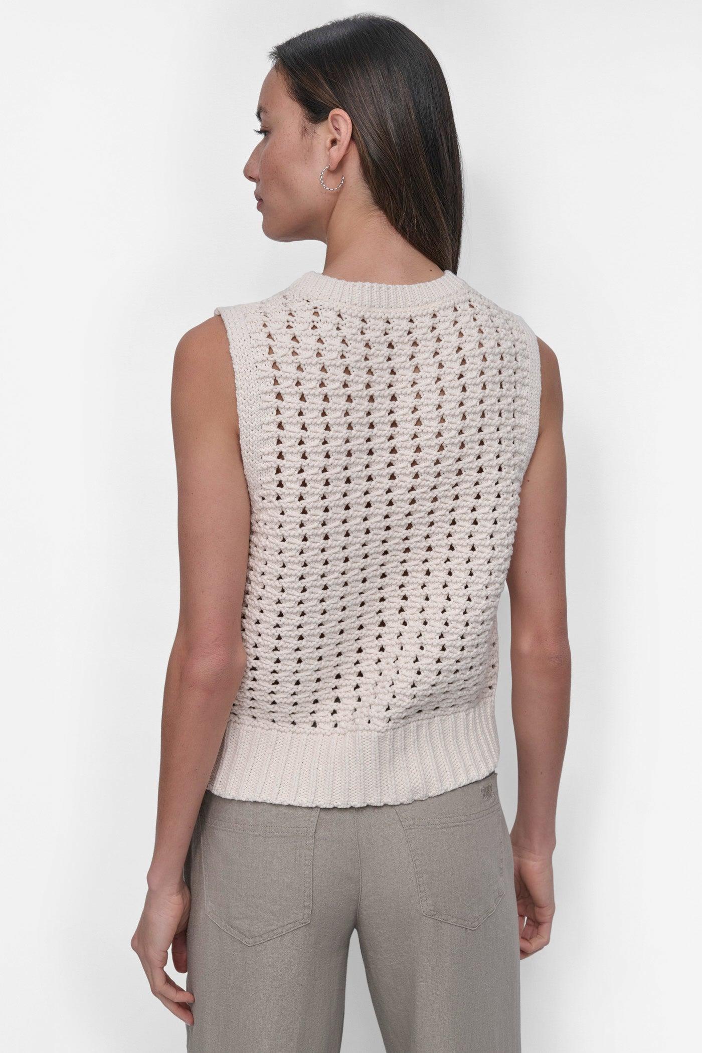SLEEVLESS POINTELLE STITCH CREW NECK VEST Product Image