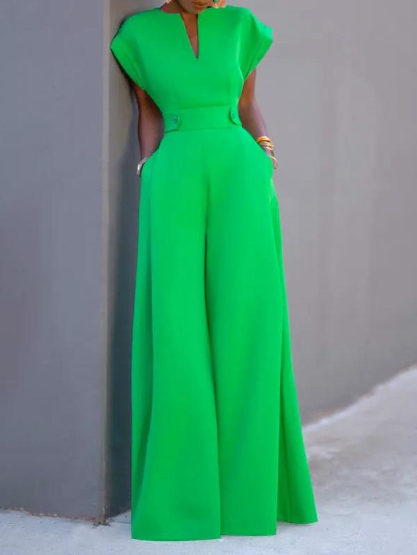 Cap Sleeve Wide Leg Solid Color Jumpsuits Product Image
