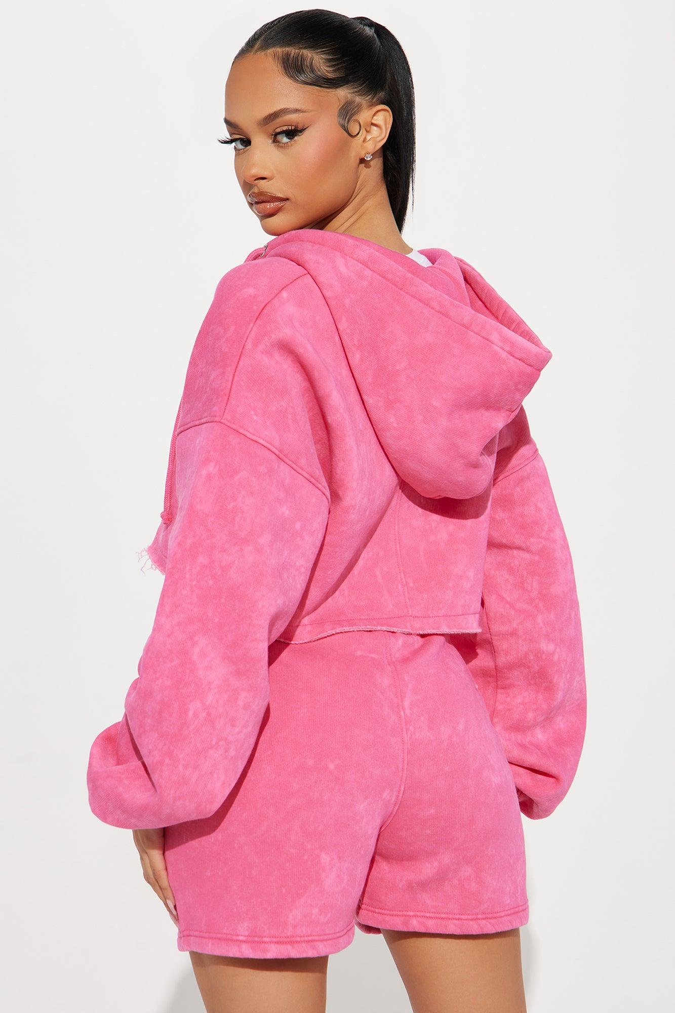 On The Go Fleece Short Set - Pink Product Image