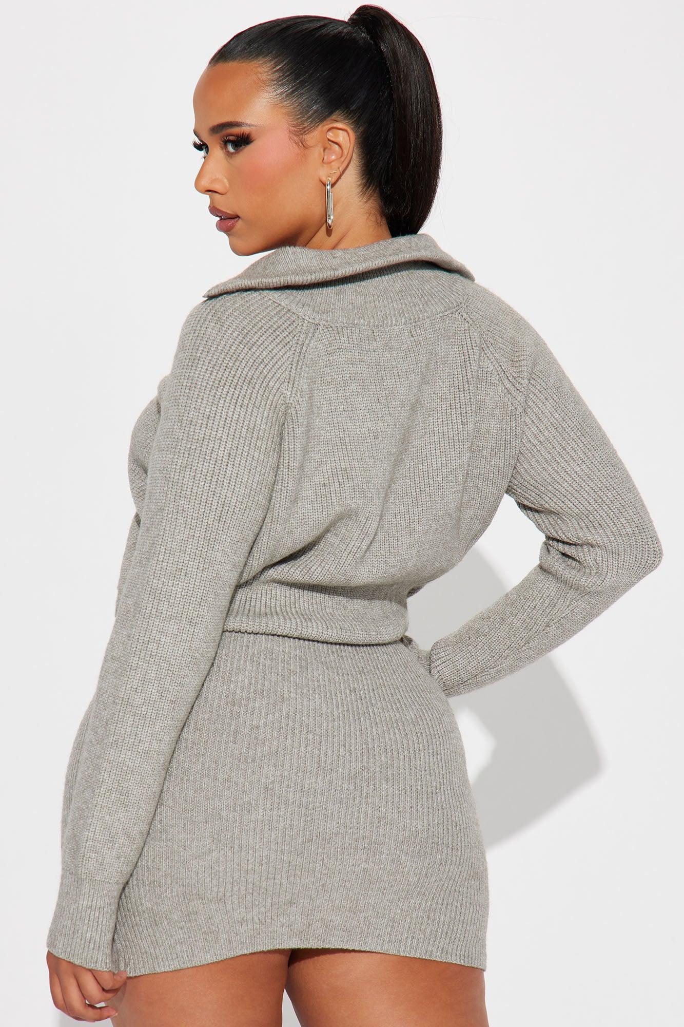 Ashley Sweater Mini Dress - Heather Grey Product Image