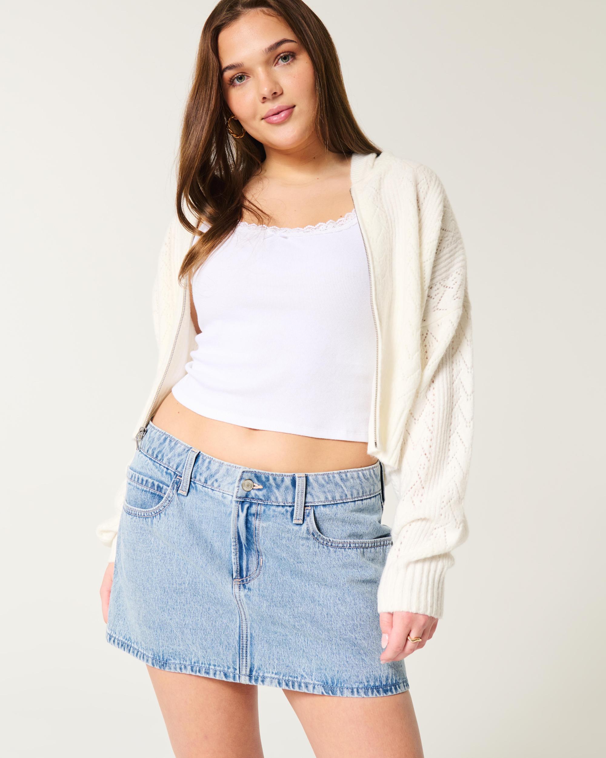 Low-Rise Pink Denim Mini Skort Product Image