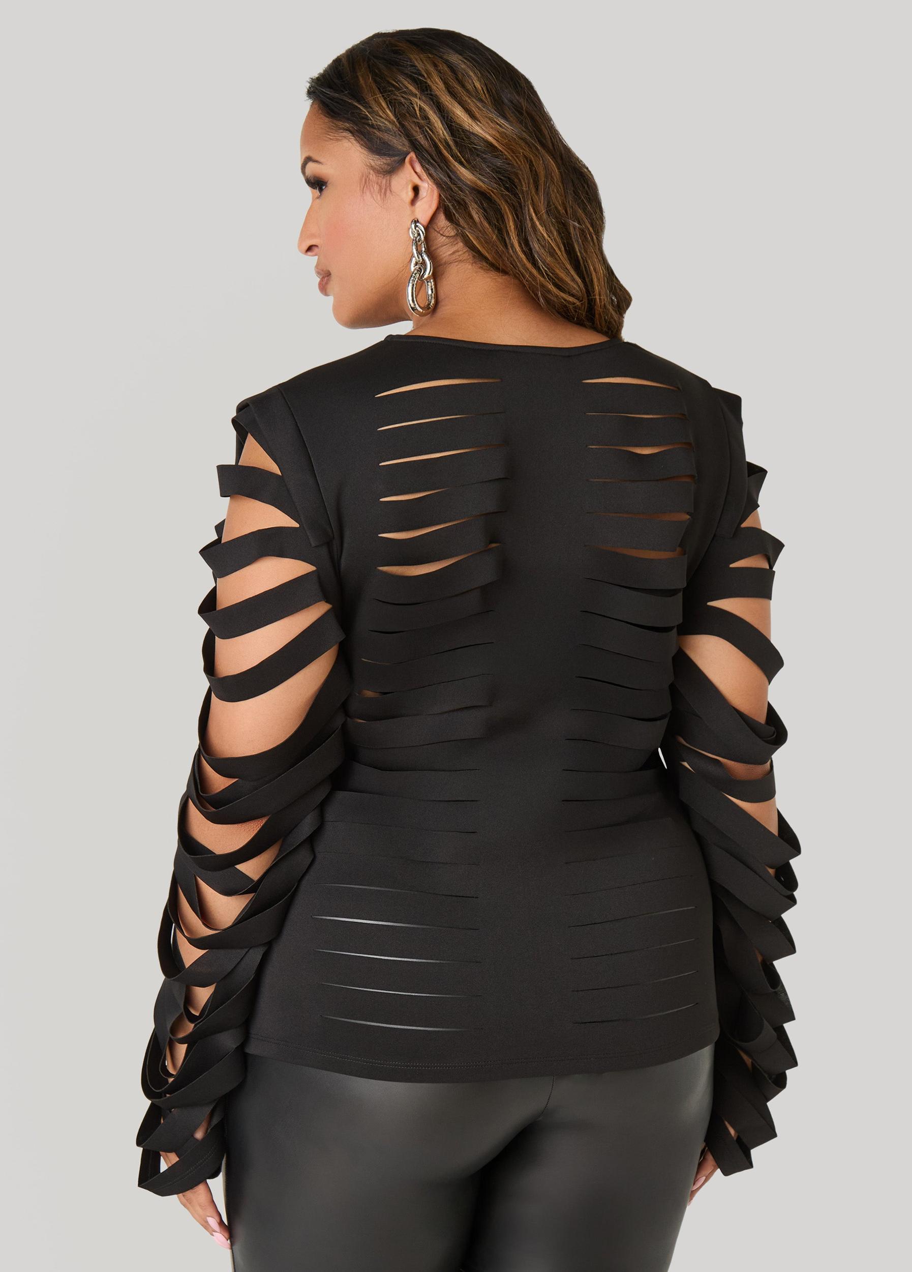 Long Sleeved Laser Cut Scuba Top Product Image
