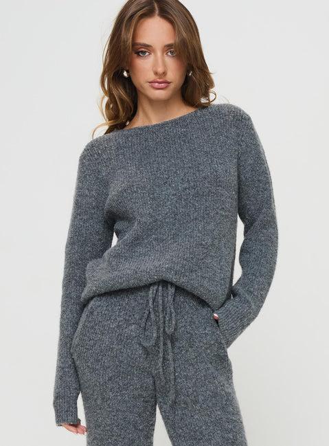 Abrams Rib Knit Crew Sweater Charcoal Marle Product Image
