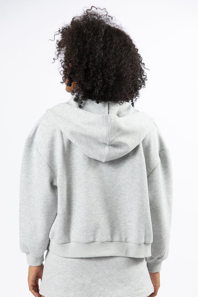 Have It My Way Grey Textured Knit Zip Up Hooded Sweatshirt FINAL SALE Product Image