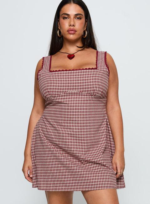 Dasha Mini Dress Red Check Curve Product Image