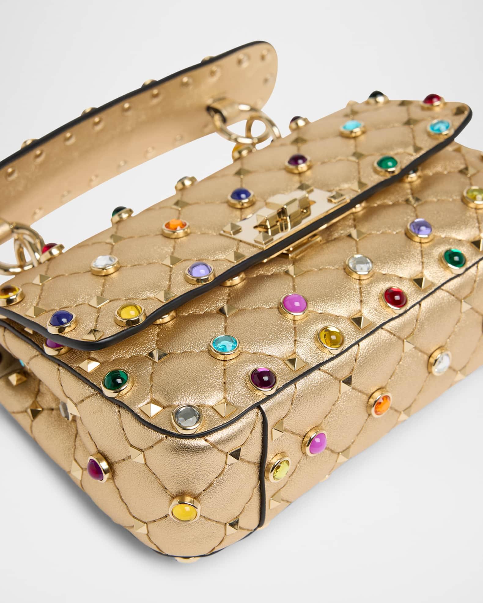 Quilted Laminated Leather Rockstud Shoulder Bag Product Image