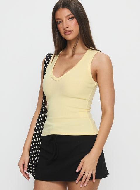 Baseline V Neck Rib Tank Top Yellow Product Image