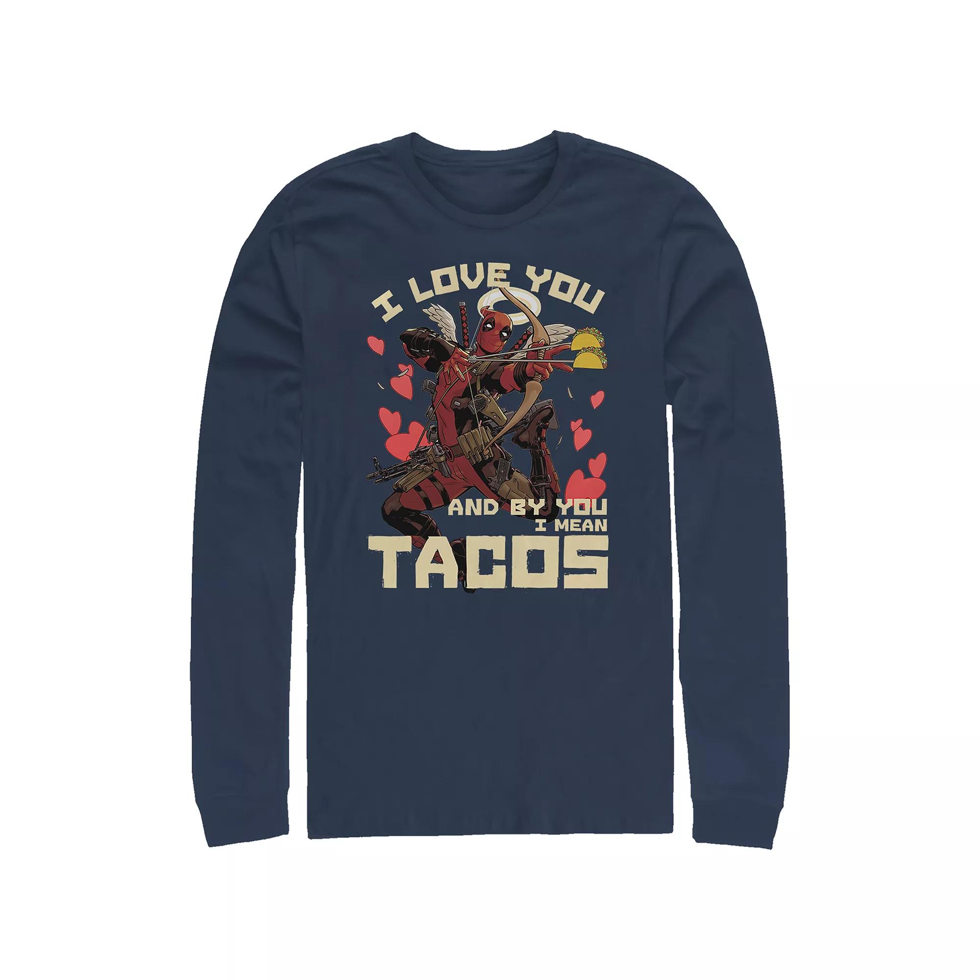 Big & Tall Marvel Deadpool I Love Tacos Long Sleeve Graphic Tee, Men's,  Product Image
