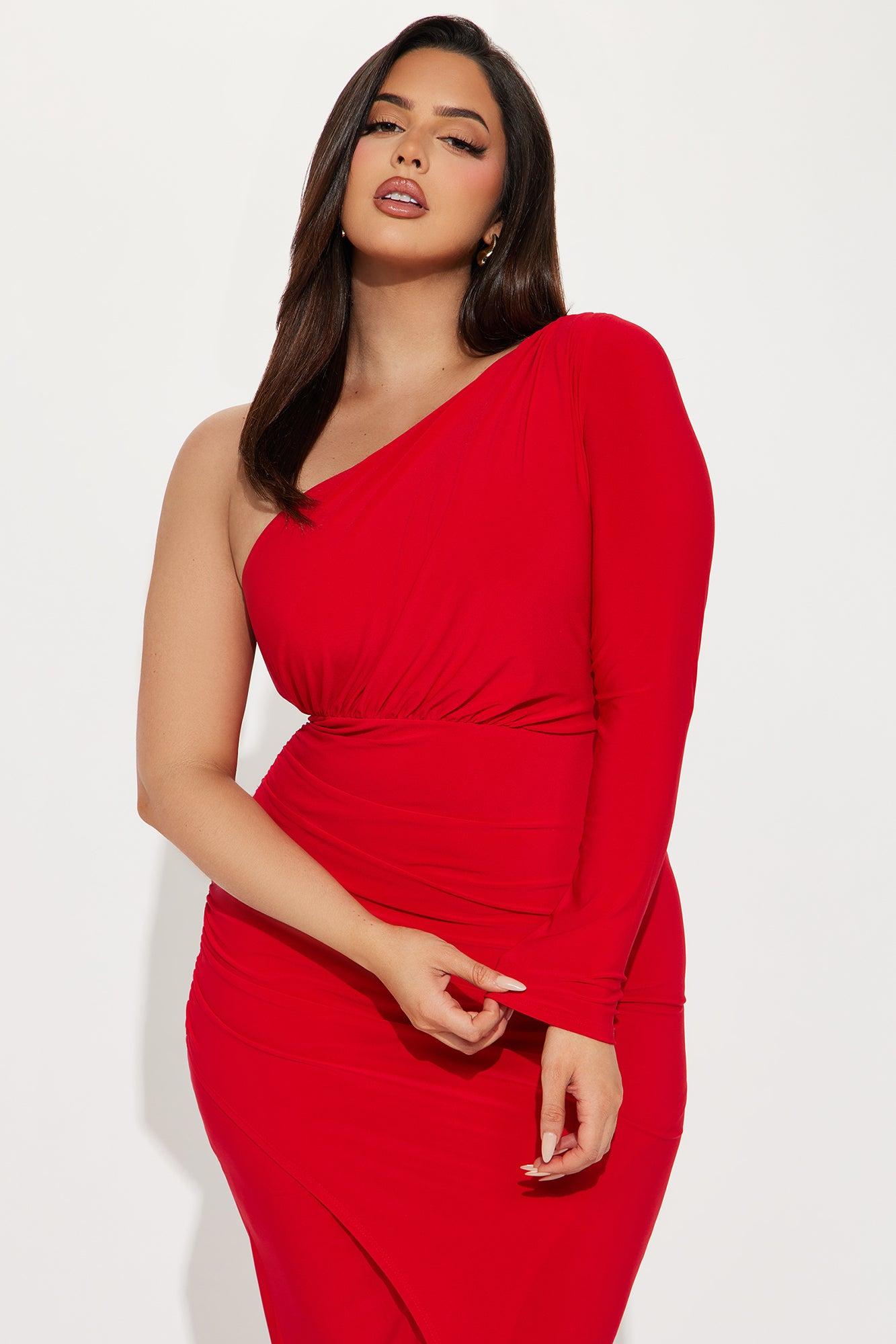 Stacy Ruched Maxi Dress - Red Product Image